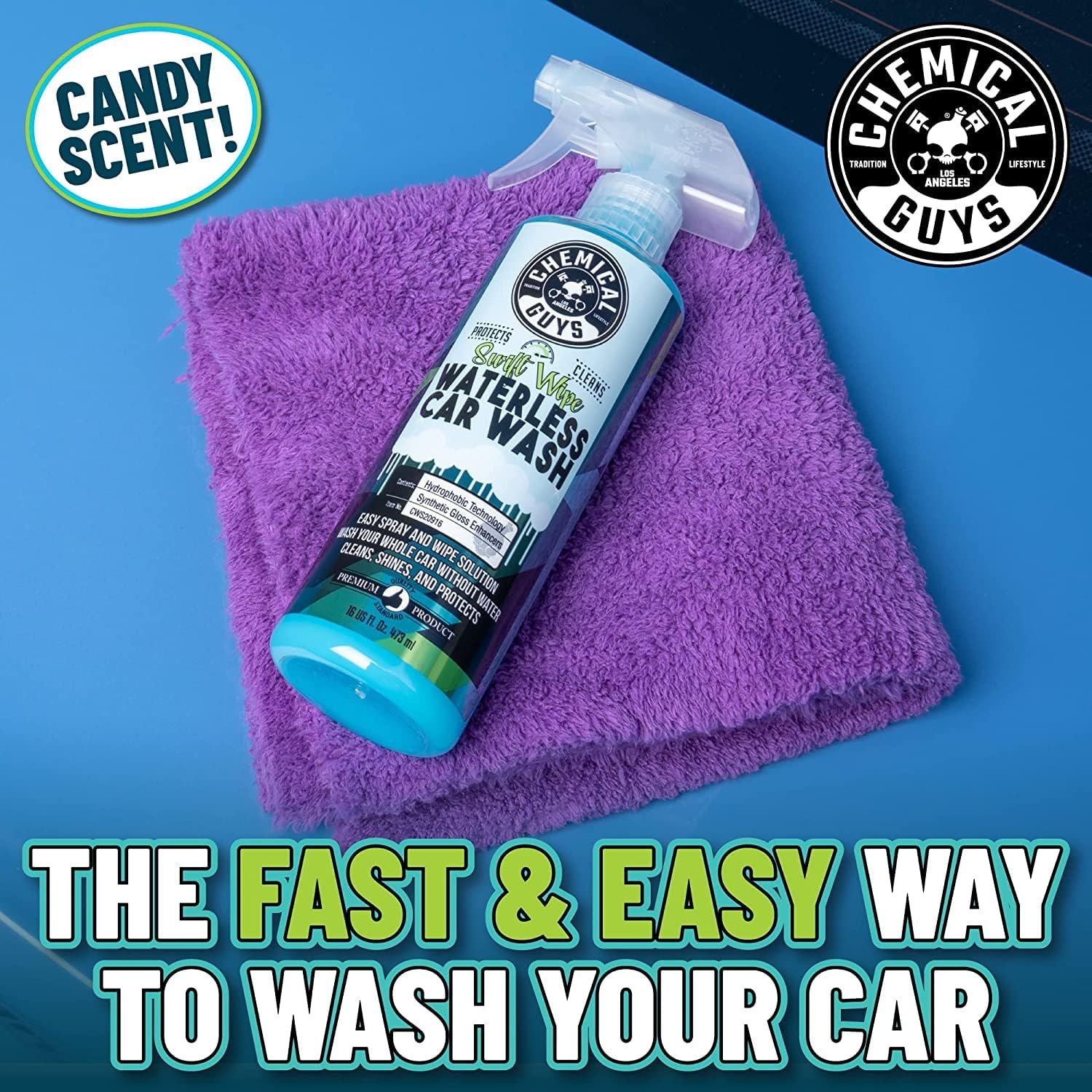 Chemical Guys Swift Wipe Sprayable Waterless Car Wash Spray - Spray and Wipe to Safely Clean and Shine Cars Trucks Motorcycles RV & More High Lubrication Formula 128 oz