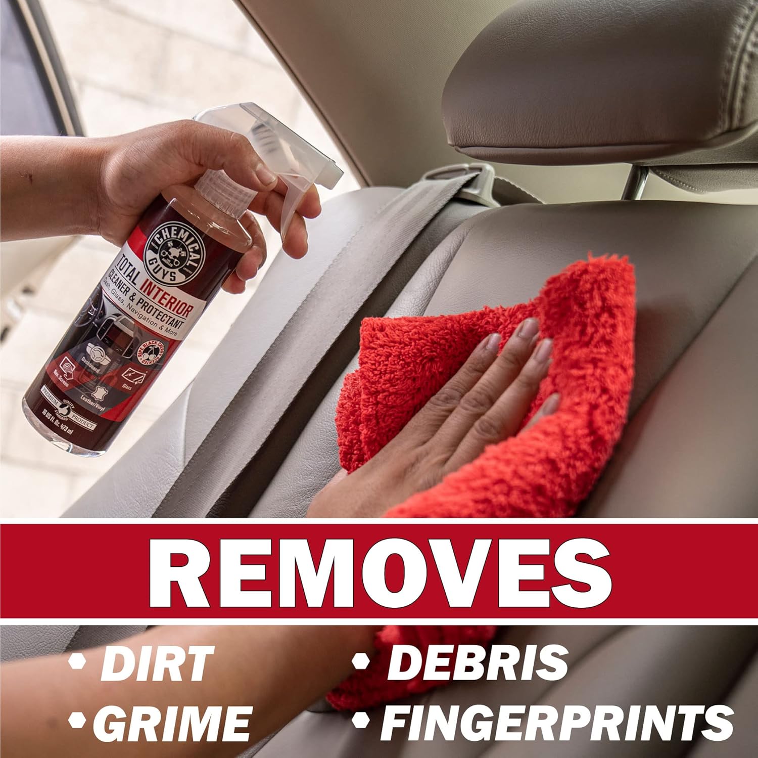 Chemical Guys Total Interior Cleaner & Protectant 128 oz Black Cherry Scent All-in-One Interior Cleaner for Leather Vinyl Plastic Glass Carpet & More Residue-Free Finish