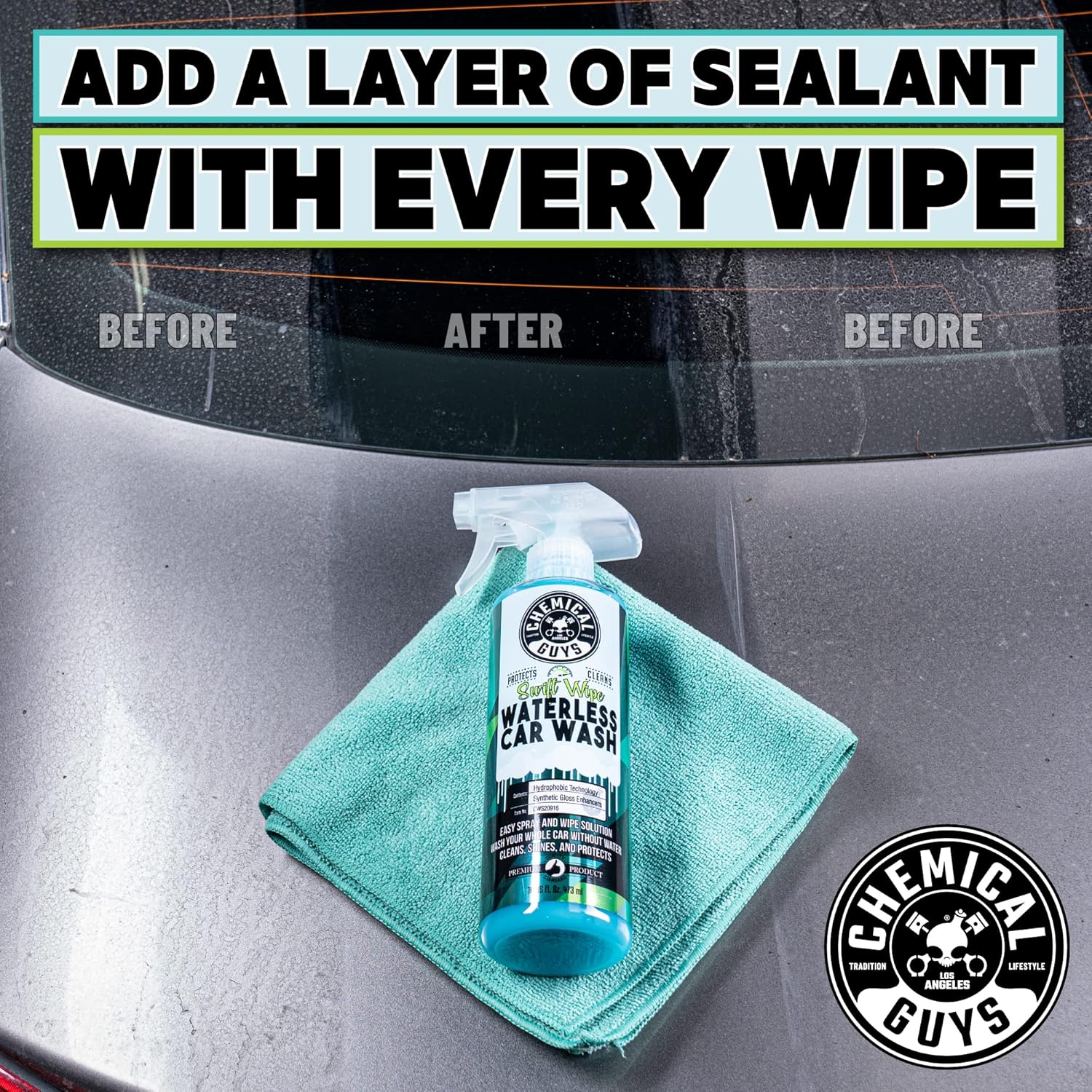 Chemical Guys Swift Wipe Sprayable Waterless Car Wash Spray - Spray and Wipe to Safely Clean and Shine Cars Trucks Motorcycles RV & More High Lubrication Formula 128 oz