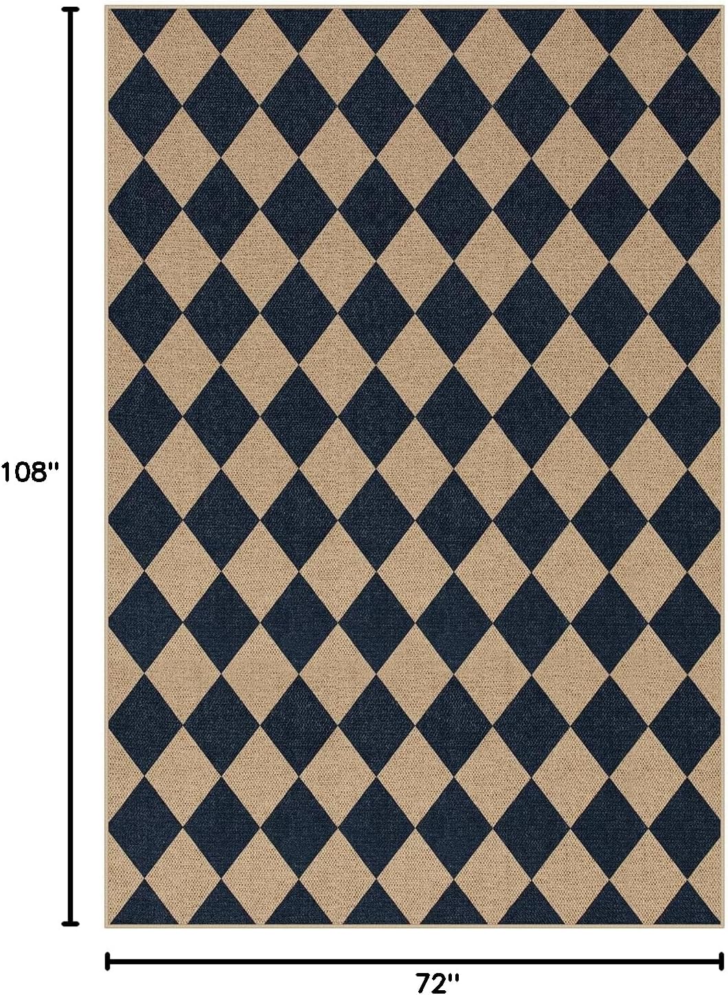Lahome Colette Checkered Easy Jute Outdoor Rug Large 6x9 Rug for Living Room Checkerboard Indoor Outdoor Carpet Farmhouse Patio Office Mat Geometric Non Slip Black Carpet for Backyard Dining Room