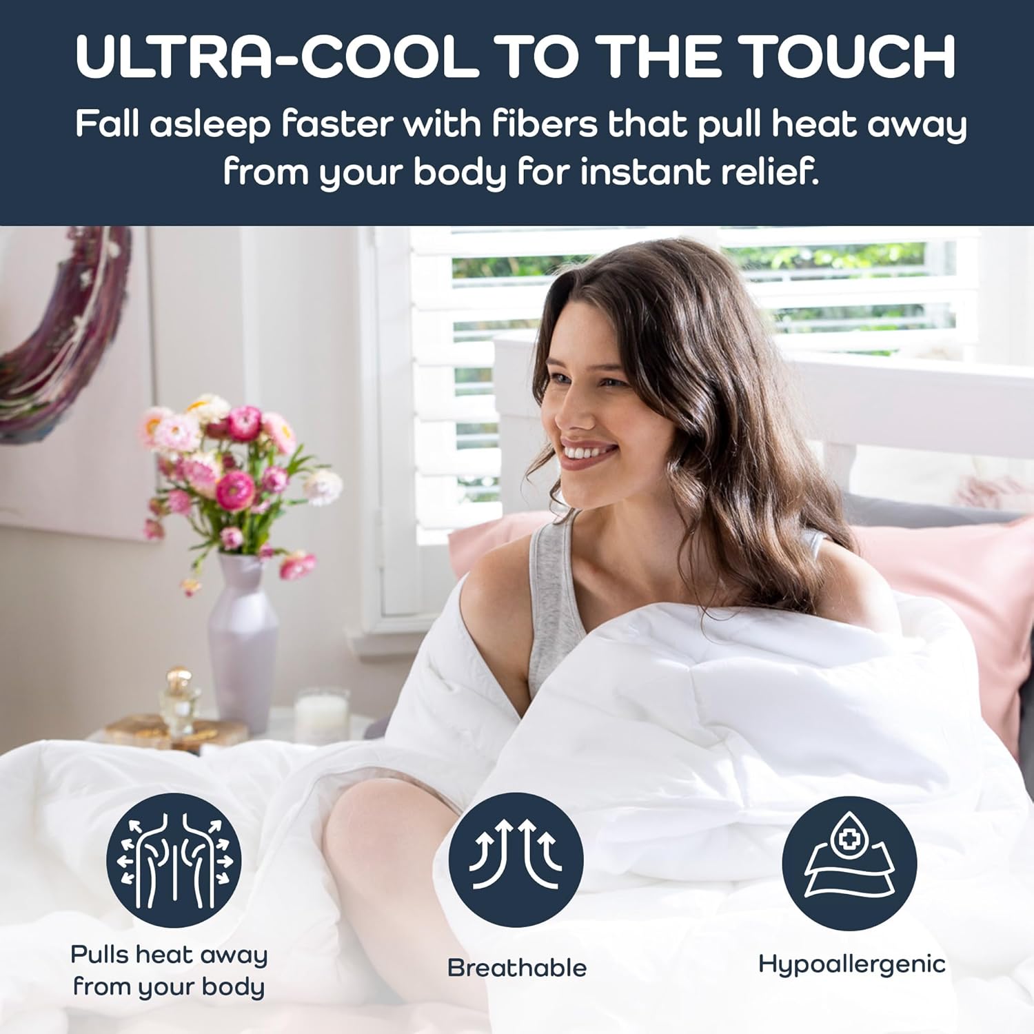 Olive + Crate Cooling Down Alternative Comforter - Hypoallergenic King Size Duvet Insert Lightweight - All Seasons Plush Design Bamboo Comforter - 100% Bamboo Viscose Outer Cover - White 102"x90"