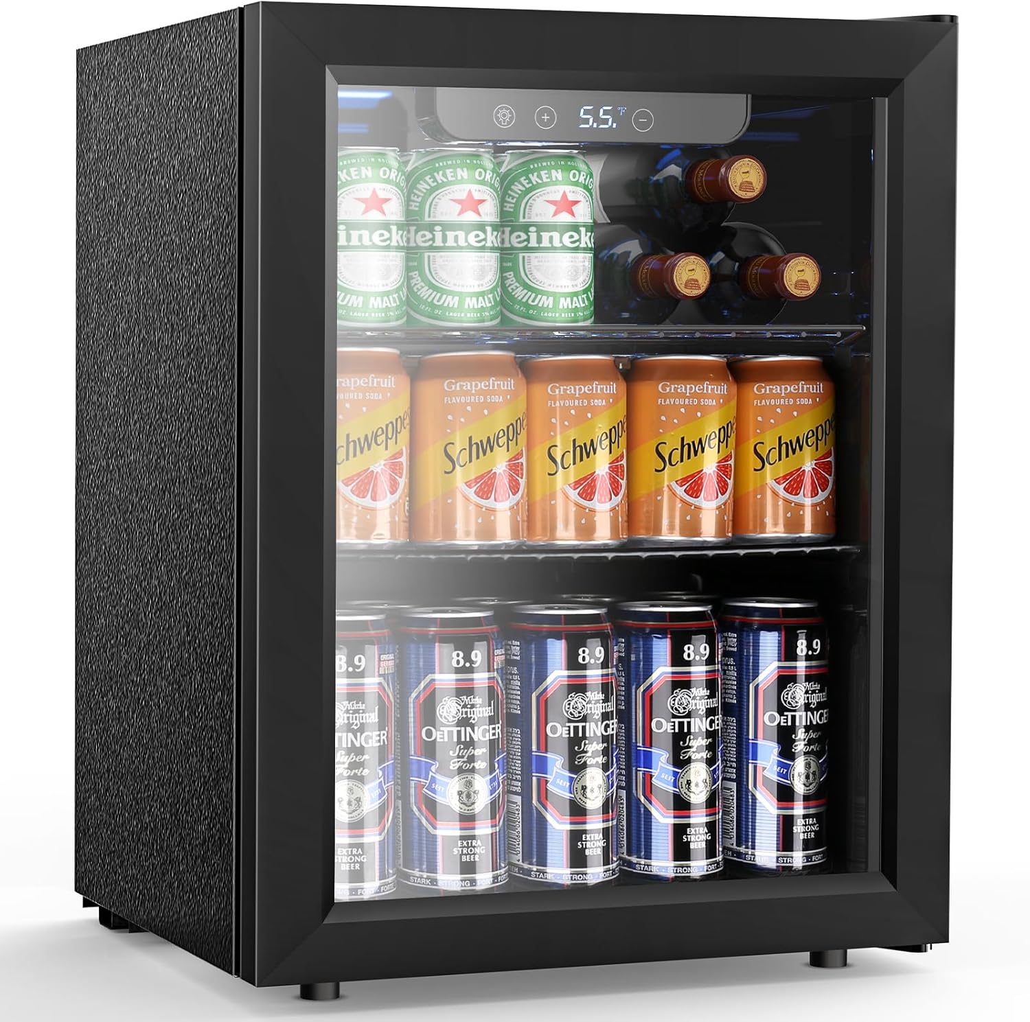 Electactic 68 Cans Beverage Refrigerator Cooler 1.7 cu.ft Mini Fridge Glass Door Drink Cooler for Beer Soda Wine Digital Temperature Control for Home Office Bar