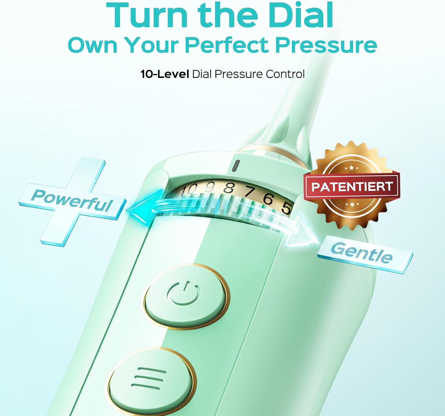 COSLUS ADA Accepted E40 Water Dental Flosser, 10 Pressure Levels, Green Pro