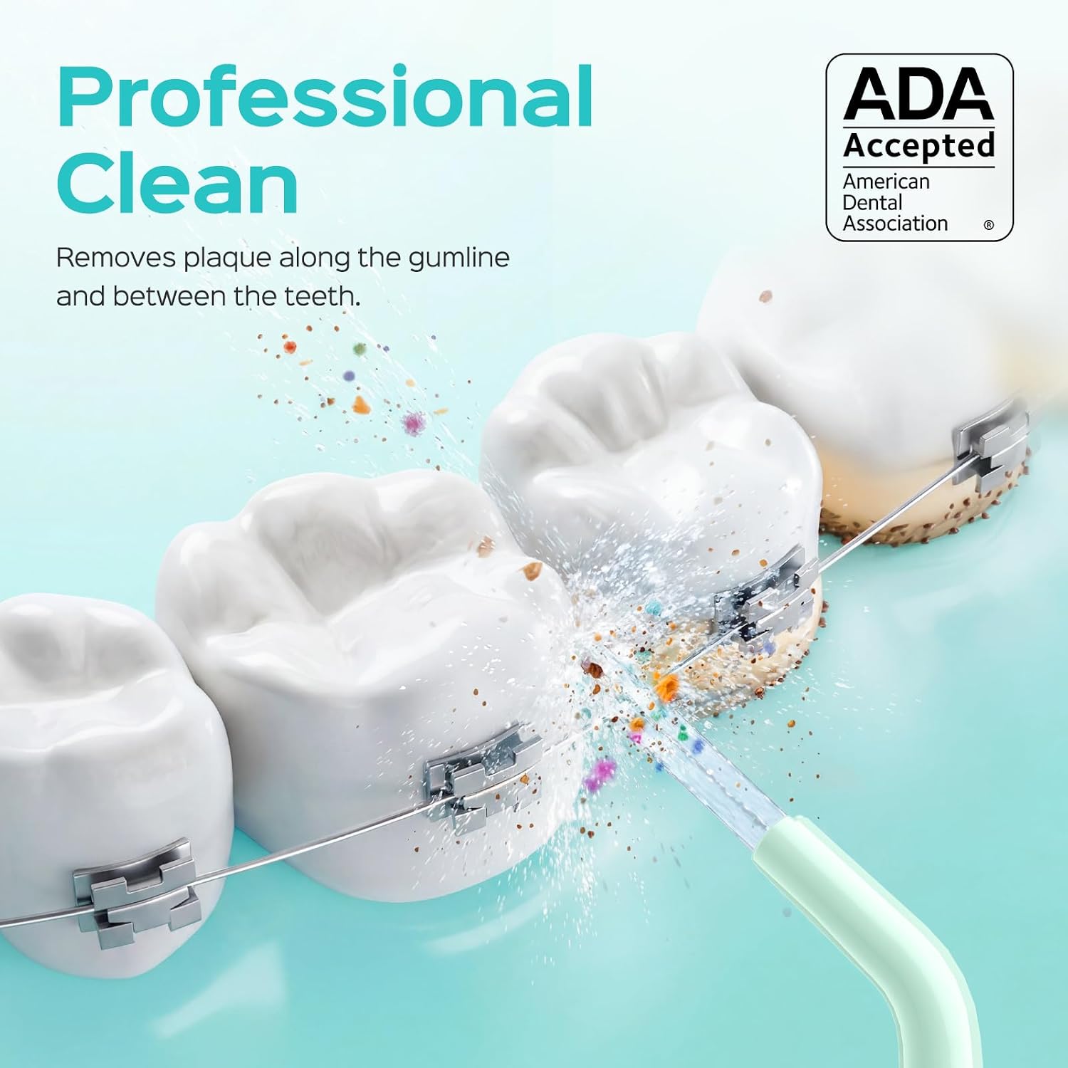 COSLUS ADA Accepted E40 Water Dental Flosser, 10 Pressure Levels, Green Pro