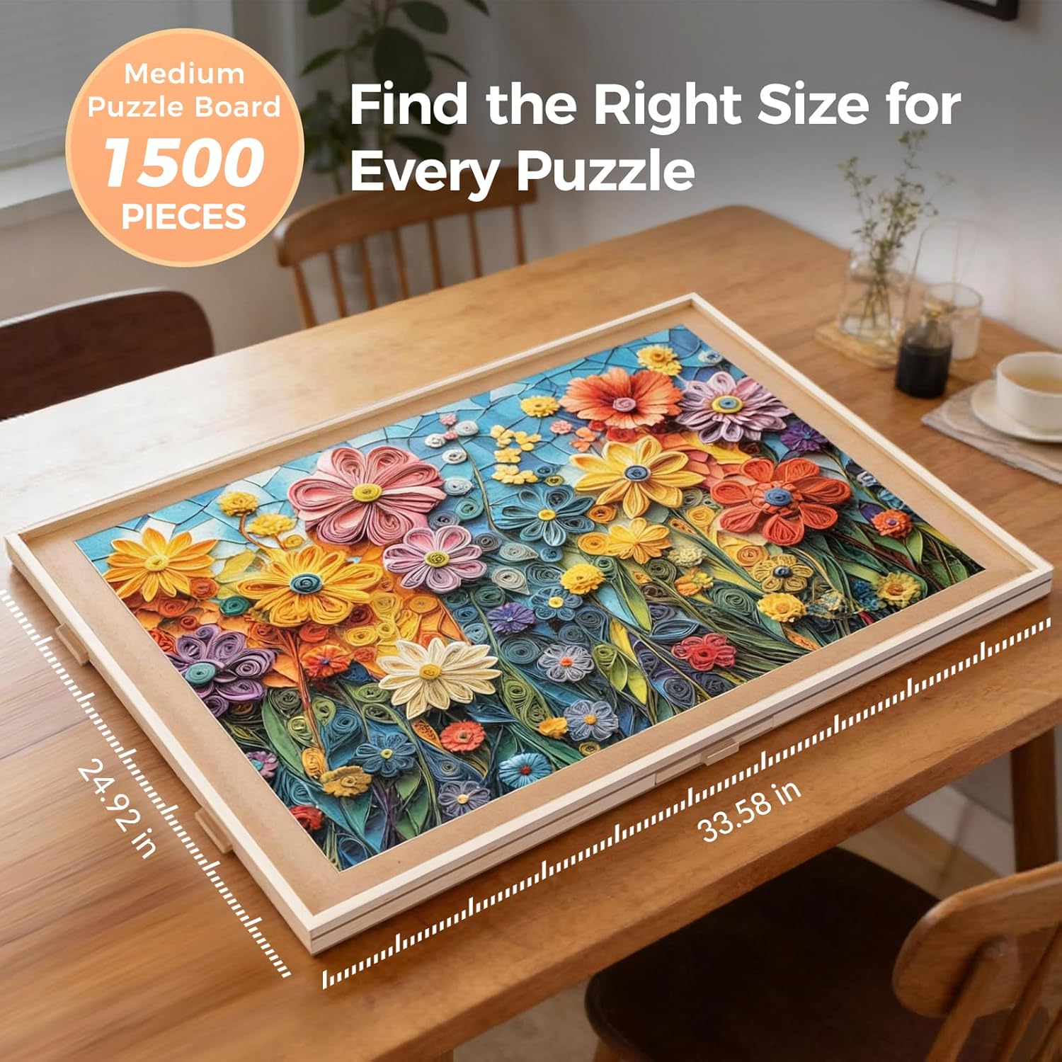 ALL4JIG 1500 Pieces Rotating Puzzle Board with 6 Drawers and Cover 24.92"x33.58"Portable Wooden Jigsaw Puzzle Table for Adults Lazy Susan Spinning Puzzle Boards Gift for mom Surface for Lego Building