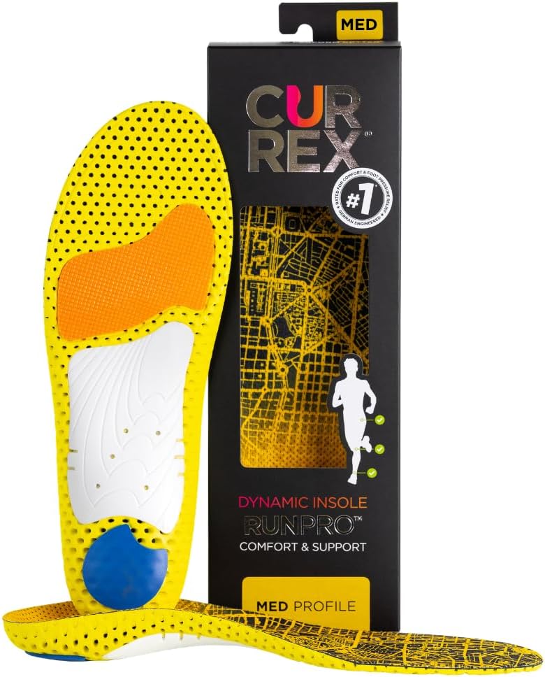 CURREX RunPro Insoles for Running Shoes, Arch Support Inserts to Help Reduce Fatigue, Prevent Injuries, Boost Performance for Men & Women (Medium Arch, Size Medium)