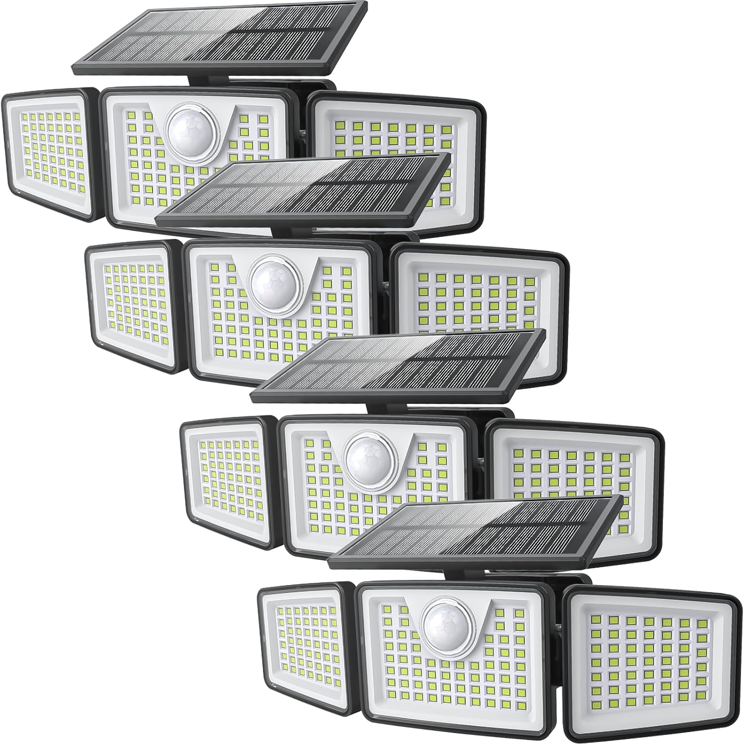daphino 2500LM Solar Lights Outdoor with Motion Sensor 3 Head 270¬∞ Wide Angle Street Area Lights IP65 Waterproof Security Lighting with 3 Modes(Remote 4 Pcs)