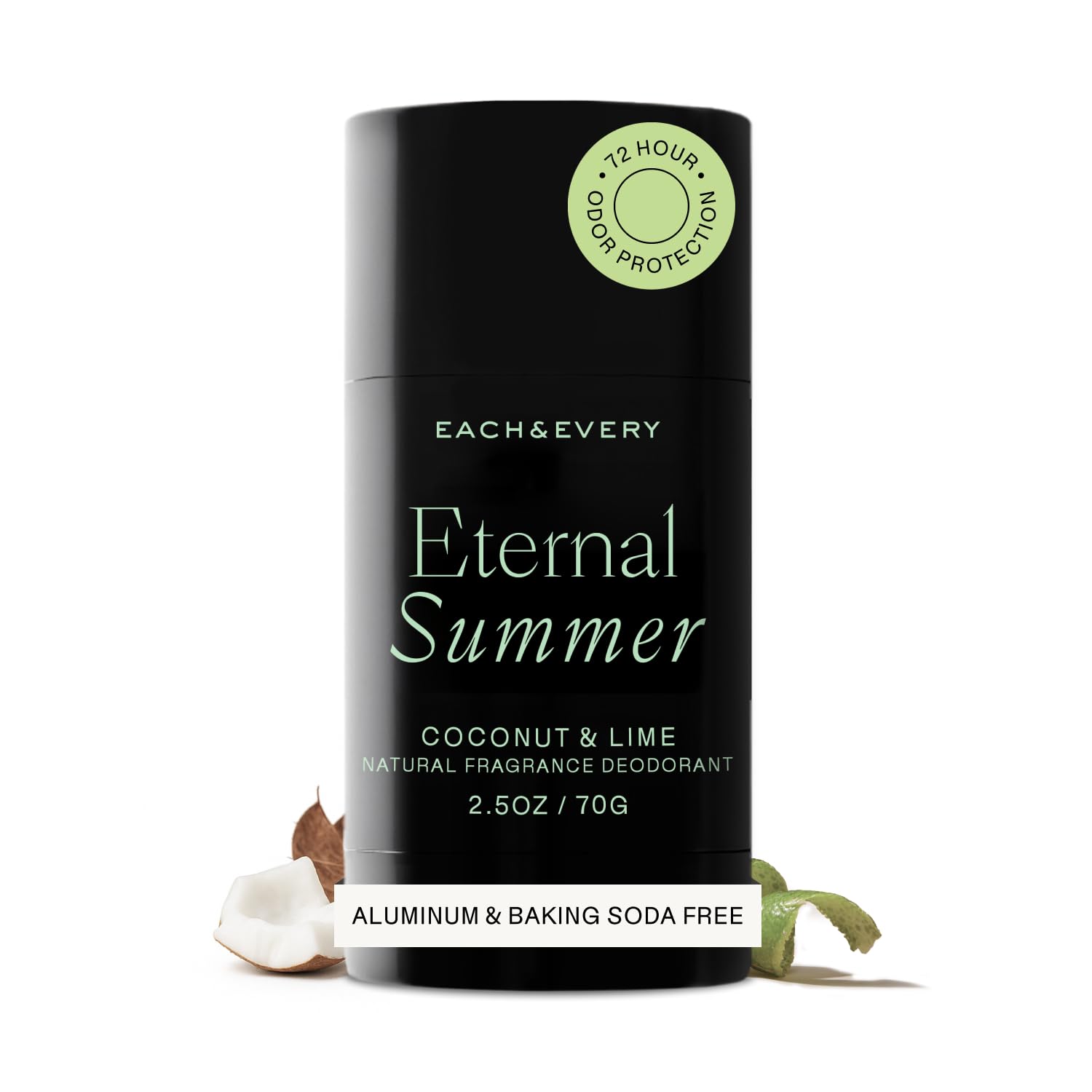 Each & Every Aluminum Free Deodorant for Women & Men ‚Äì Natural Fragrance 72-Hr Odor Protection Non-Toxic Deodorant for Sensitive Skin EWG Verified Baking Soda Free - Coconut & Lime Scent 2.5oz