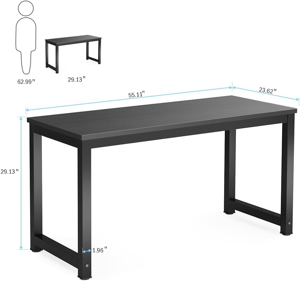 Tribesigns Computer Desk, 55 inch Large Office Desk Computer Table Study Writing Desk Workstation for Home Office, Light Walnut