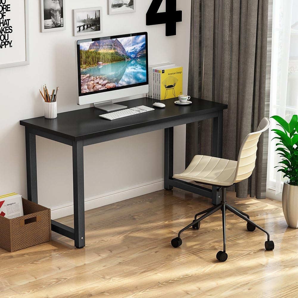 Tribesigns Computer Desk, 55 inch Large Office Desk Computer Table Study Writing Desk Workstation for Home Office, Light Walnut