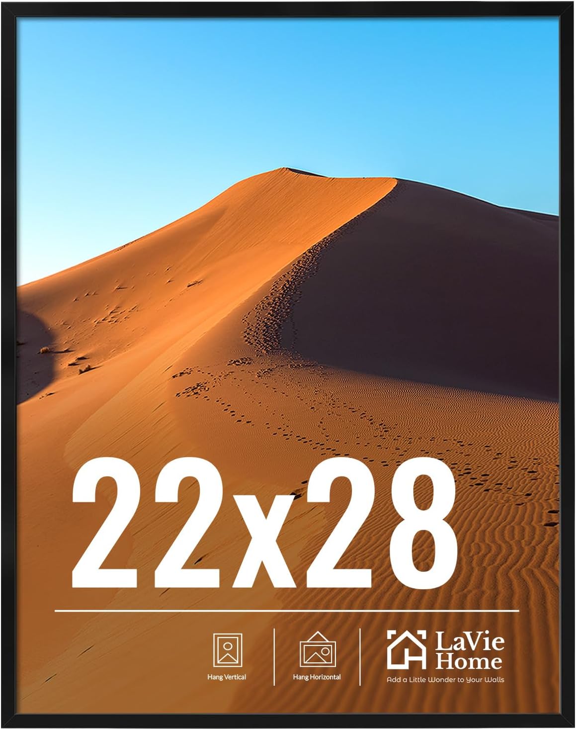 LaVie Home 22x28 Picture Frame for Wall Display 22x28 Black Picture Frame with HD Plexiglas 22 x 28 Poster Frame 1 Pack Display Frame for Vertical or Horizontal Classic Collection