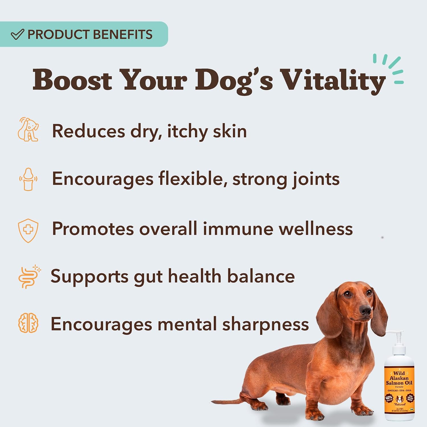 Natural Dog Company Wild Alaskan Salmon Oil for Dogs - EPA & DHA Omega 3 Fish Oil Supplements with Salmon & Pollock Blend for Skin Coat Joints Heart & Immune Support 32 oz