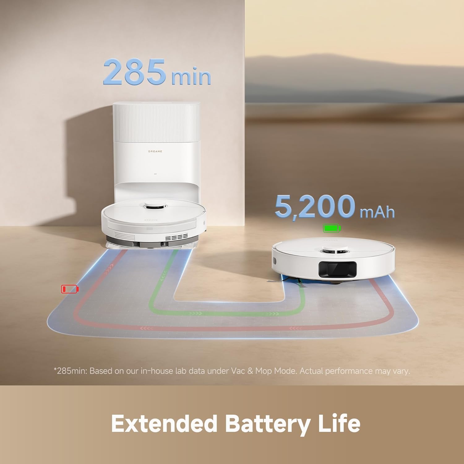 DREAME D20 Plus Robot Vacuum and Mop 13 000Pa Suction Self-Emptying with 5L Dust Bag DuoBrush for Pet Hair LDS Mapping App & Voice Control 5200mAh Battery Ideal for Hard Floors & Carpets