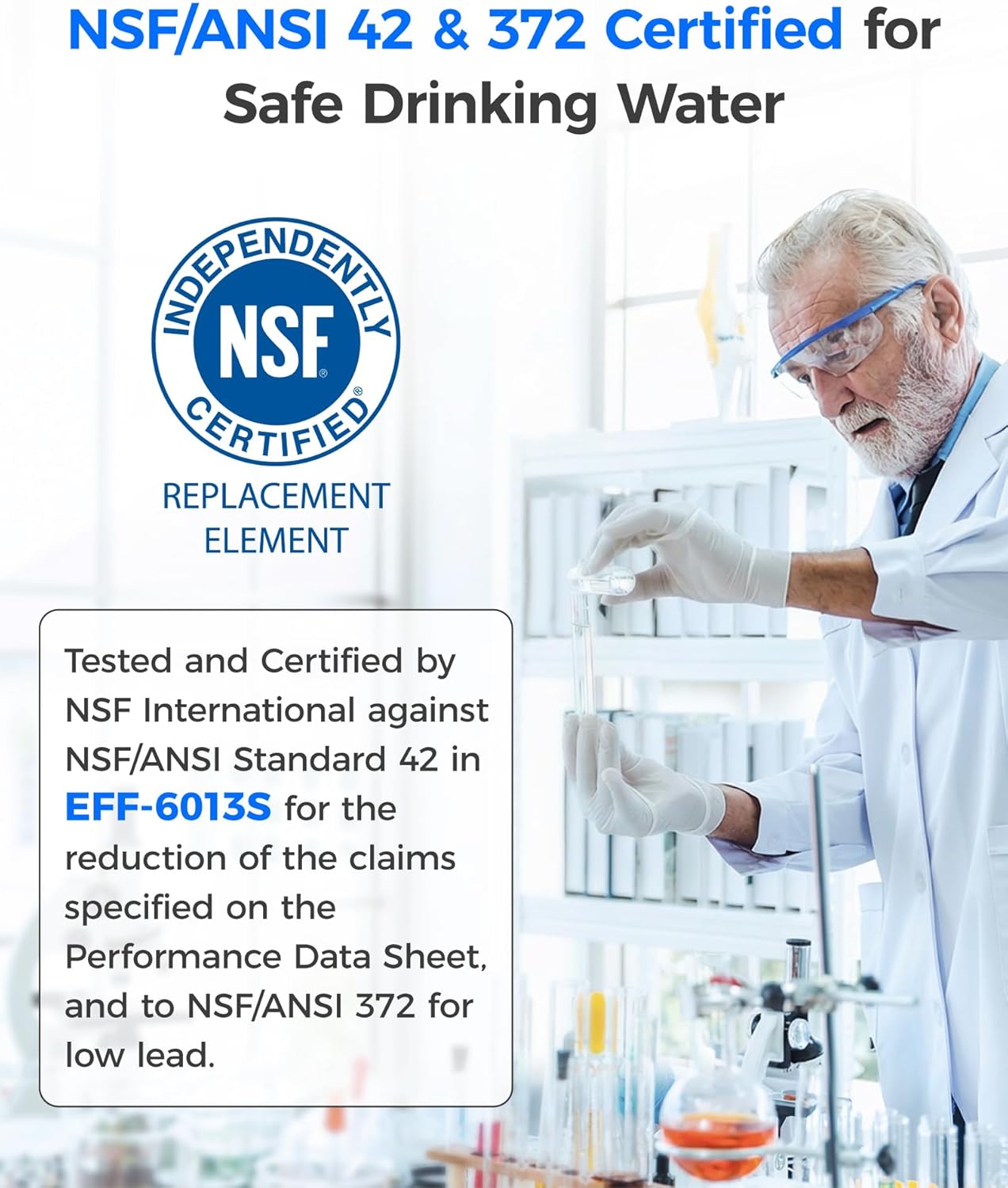 Waterdrop WD-F13 Replacement for GE® MWF®, SmartWater® MWFP, MWFINT, MWFA, GWF, HDX FMG-1, Kenmore® 9991, GSE25GSHECSS, WFC1201 Refrigerator Water Filter, 3 Pack