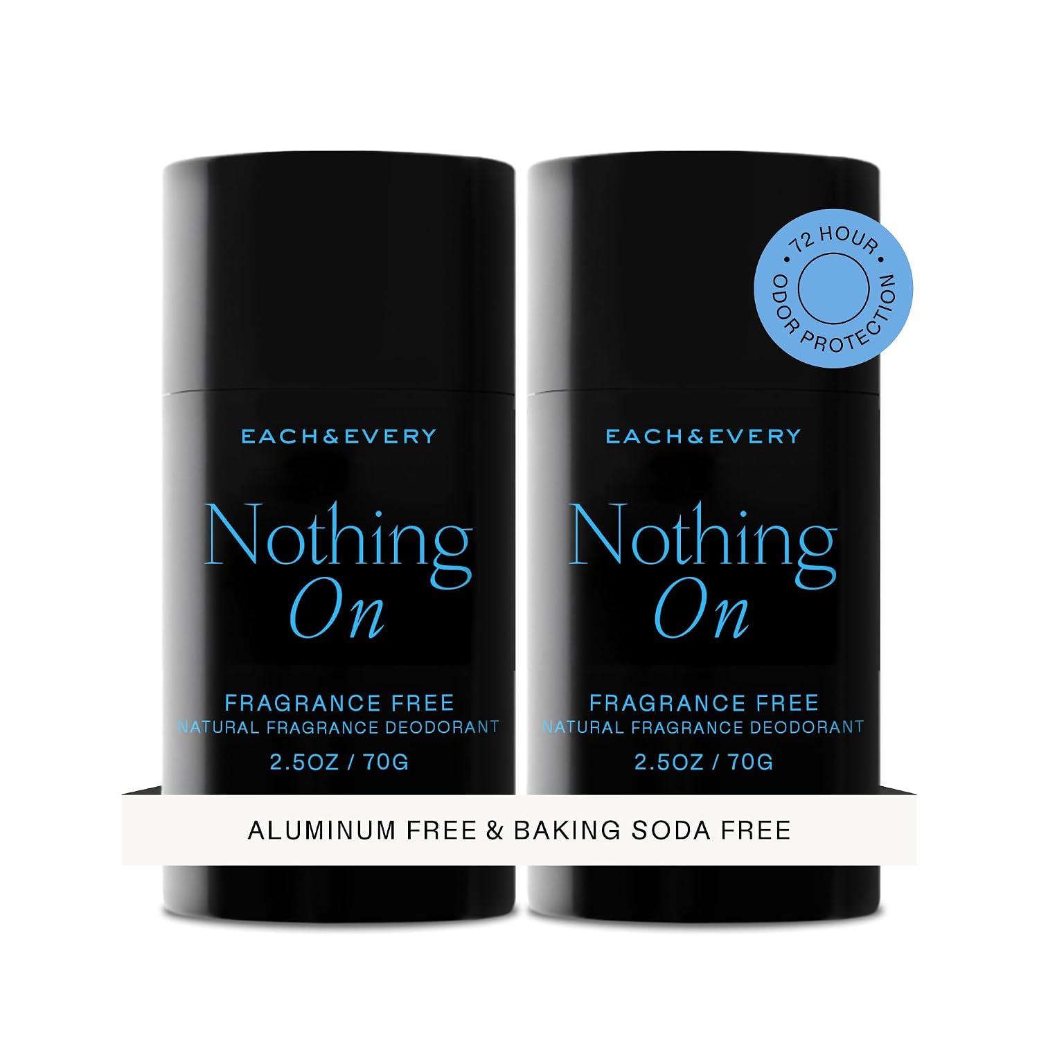 Each & Every Natural Deodorant, EWG Verified & Vegan, 2 Pack (2.5oz)