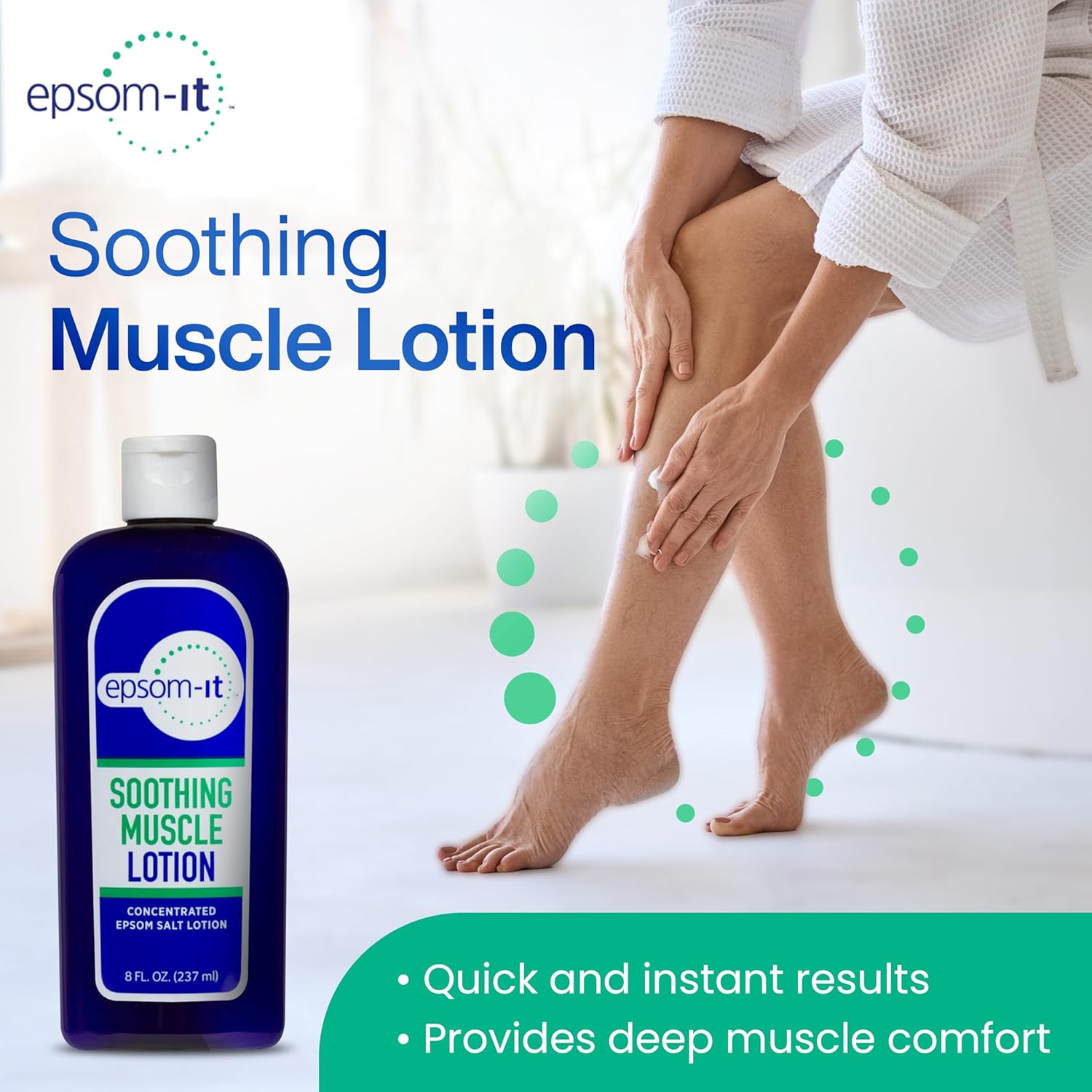 EPSOM-IT Soothing Muscle Lotion - Epsom Salt Magnesium Sulfate Cream Arnica for Muscle Stiffness Topical Magnesium Lotion Providing Comfort for Legs Knee and Feet 8.0 oz. 2-Pack