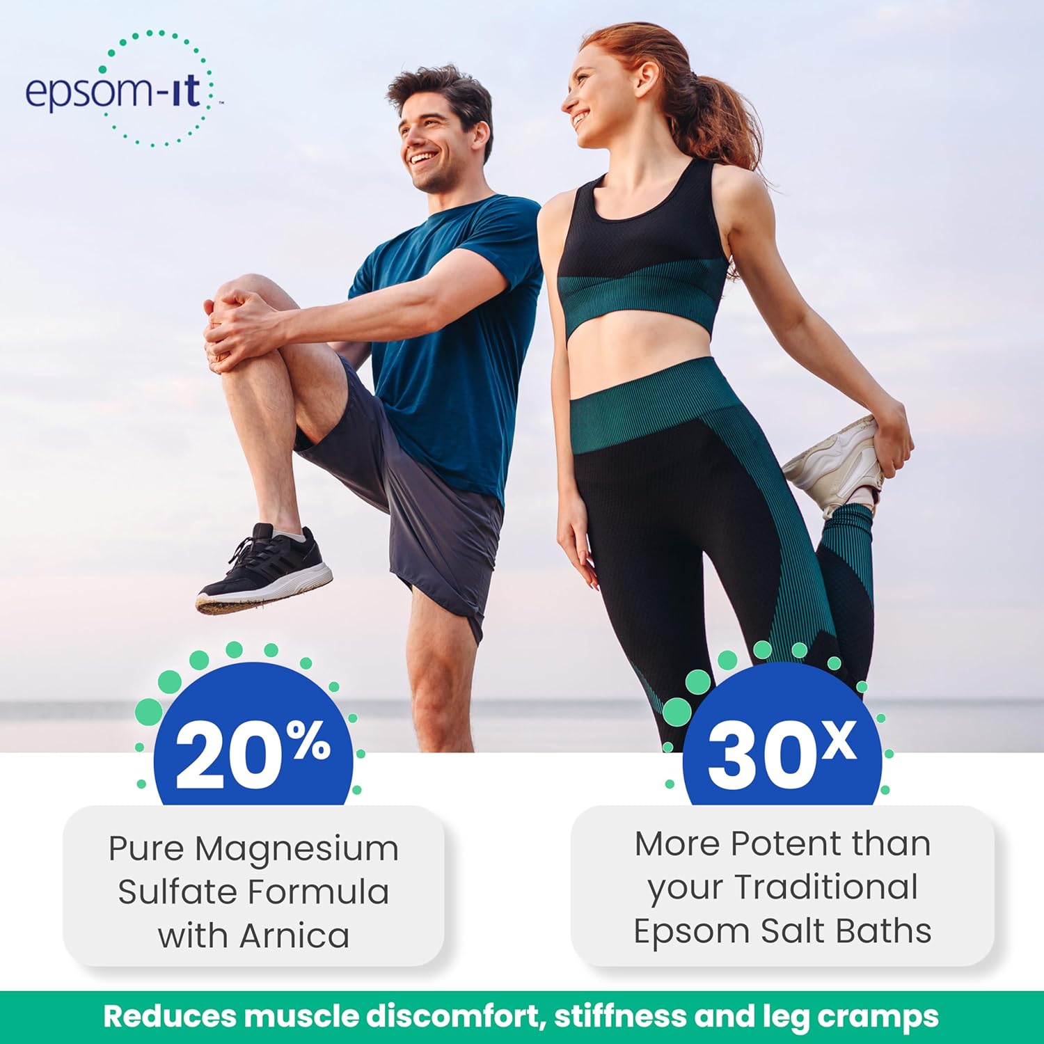 EPSOM-IT Soothing Muscle Lotion - Epsom Salt Magnesium Sulfate Cream Arnica for Muscle Stiffness Topical Magnesium Lotion Providing Comfort for Legs Knee and Feet 8.0 oz. 2-Pack