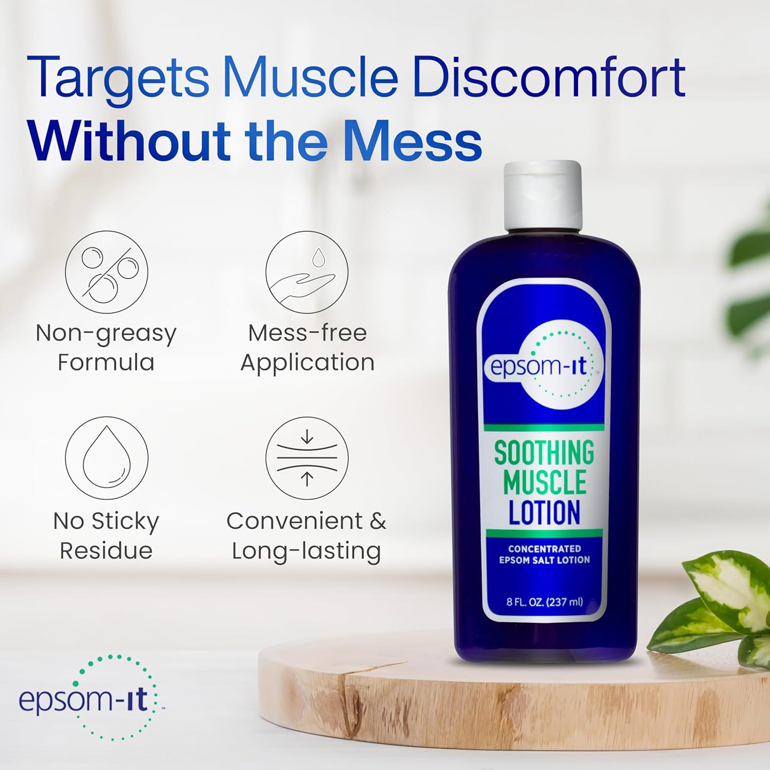 EPSOM-IT Soothing Muscle Lotion - Epsom Salt Magnesium Sulfate Cream Arnica for Muscle Stiffness Topical Magnesium Lotion Providing Comfort for Legs Knee and Feet 8.0 oz. 2-Pack