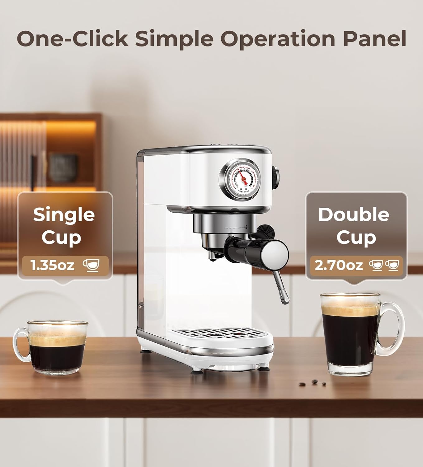 Atatix 20 Bar Espresso Machine with Milk Frother Professional Compact Espresso Maker Stainless Steel Coffee Machine with Precise Temp Control & 44oz Removable Water Tank for Latte Cappuccino White
