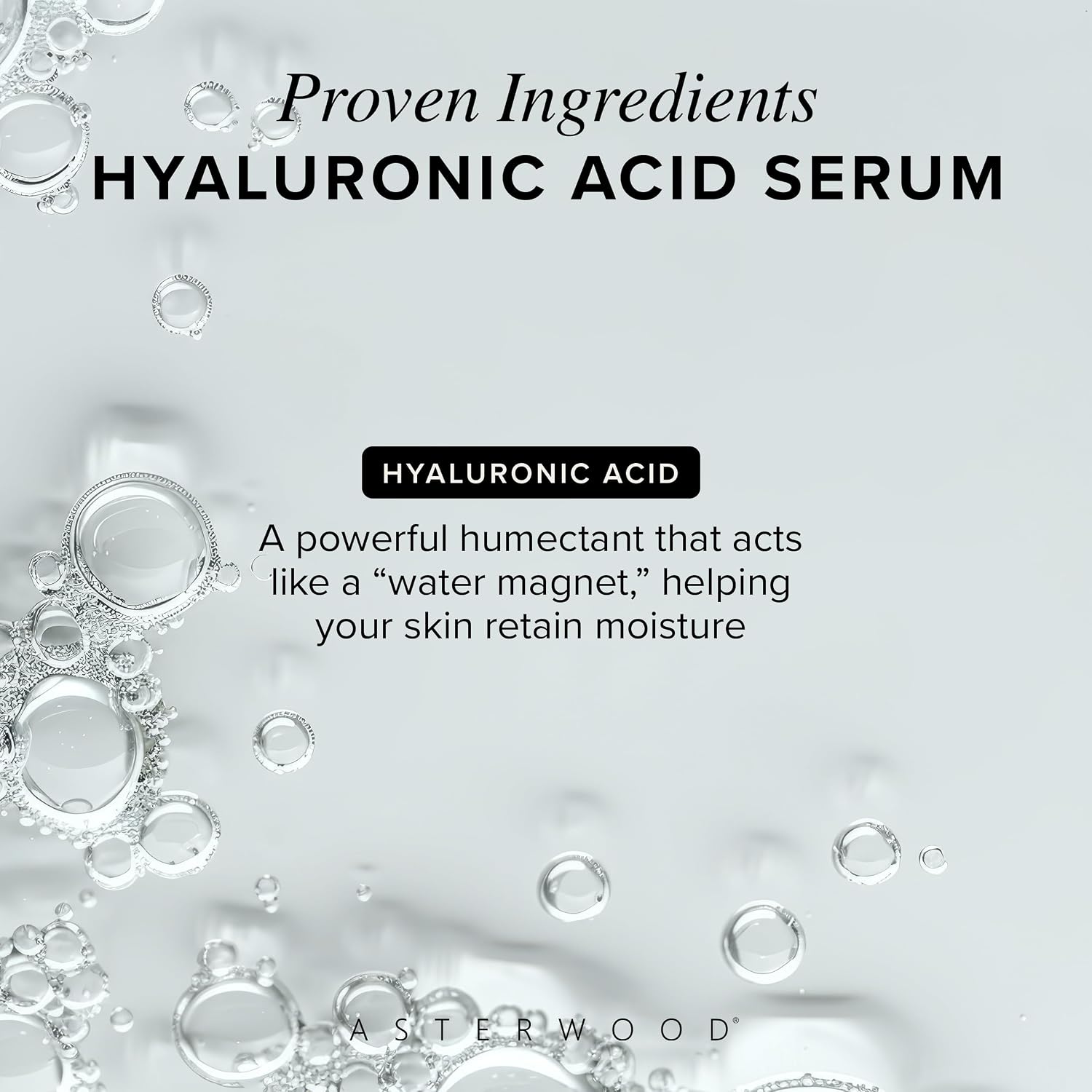 Asterwood Pure Hyaluronic Acid Serum for Face - Plumping, Anti-Aging, Hydrating - Fragrance-Free - 8 Fl Oz