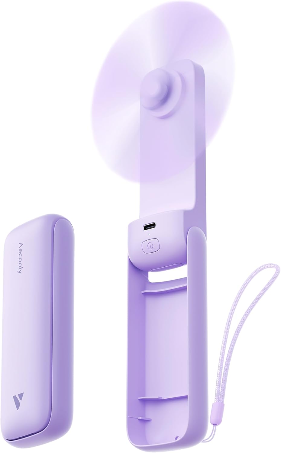 Aecooly Slim Portable Fan 2 Pack Thin Handheld Fan USB Rechargeable Mini Personal [24H Max Cooling Time] Battery Powered Small Foldable Pocket for Travel Summer Gifts for Women Girls -Purple