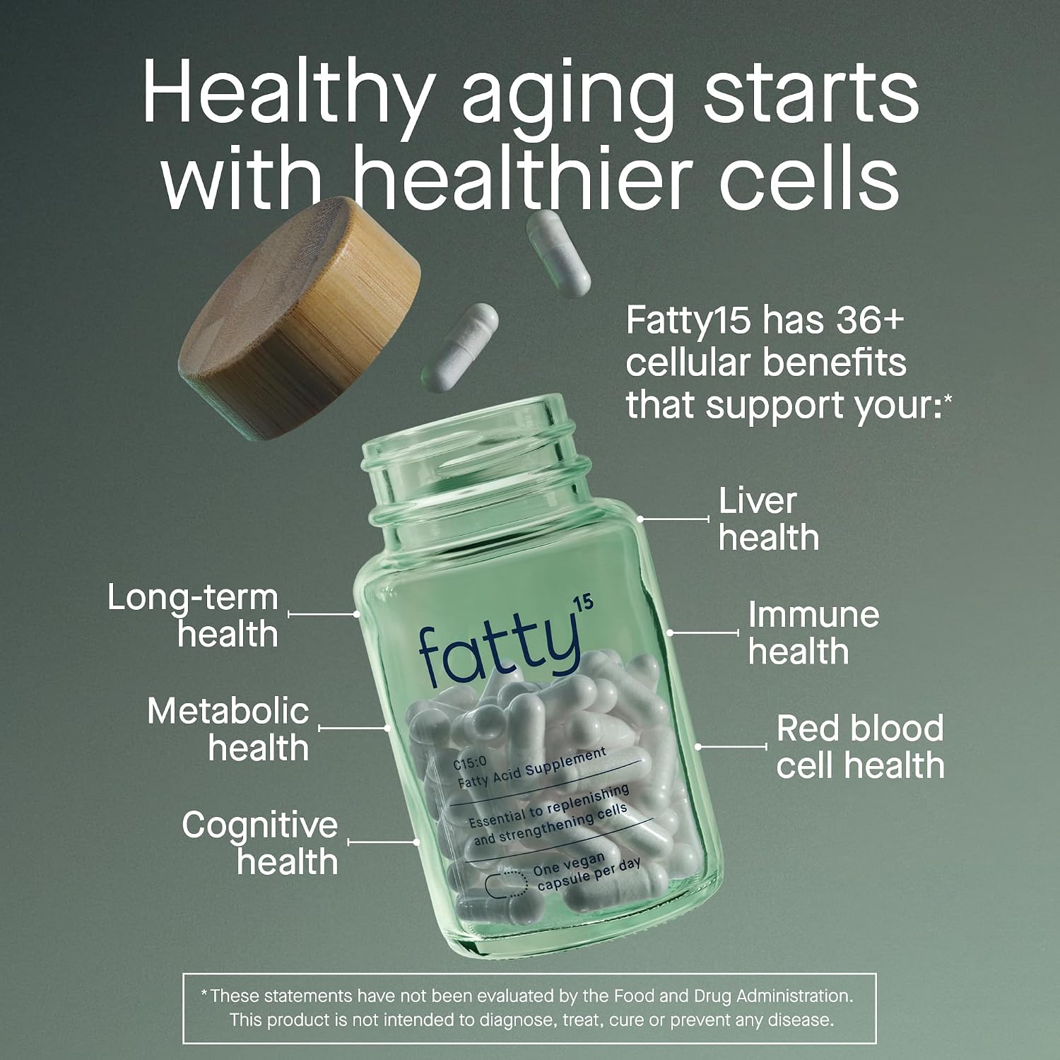 Fatty15 C15:0 Pentadecanoic Acid Healthy Aging Supplement - 3 Month Supply
