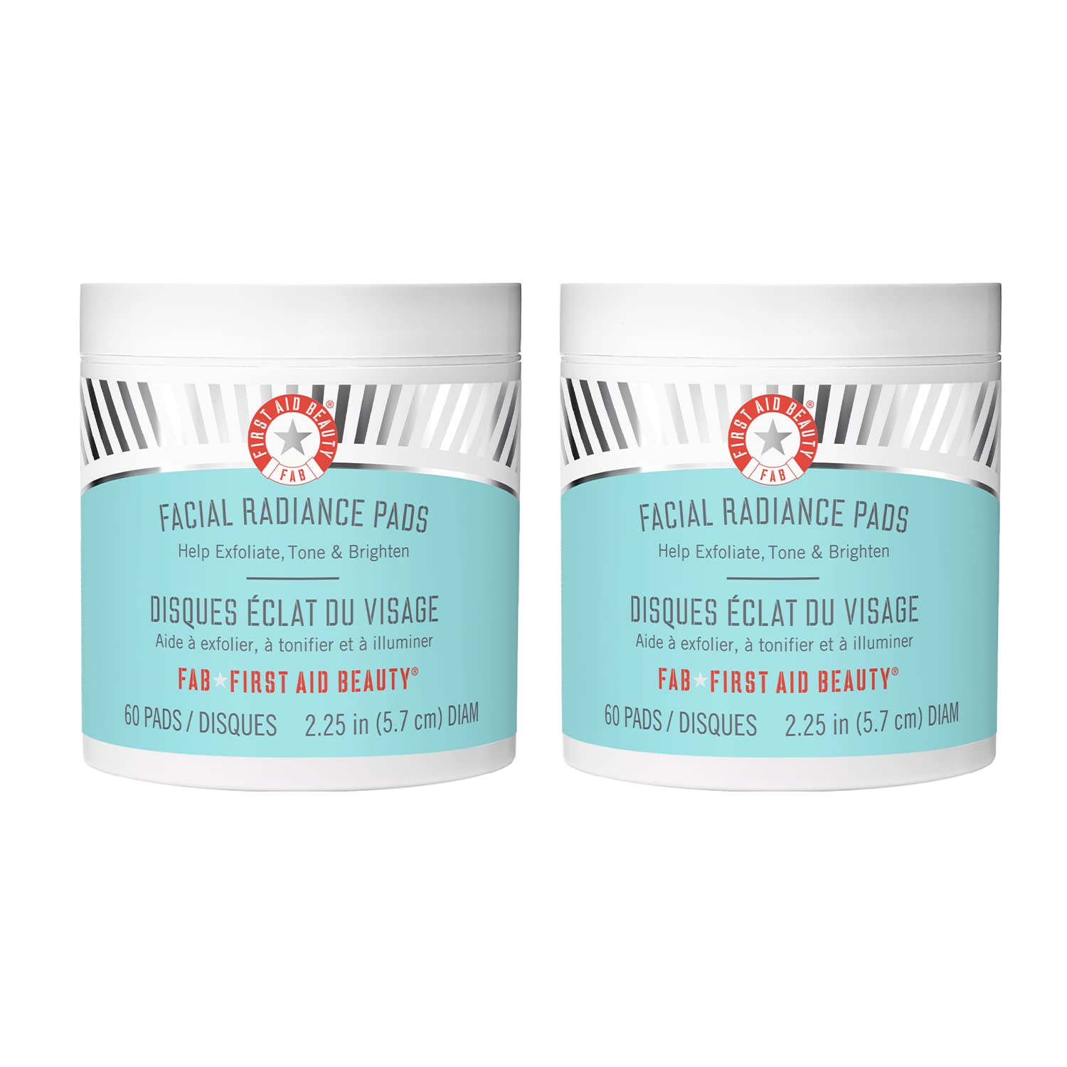 First Aid Beauty - Facial Radiance Pads with Glycolic & Lactic Acids Daily Exfoliating Pads with AHA Visibly Smaller Pores Help Tone & Brighten Skin One-Step Makeup Prep Compostable 60 2ct