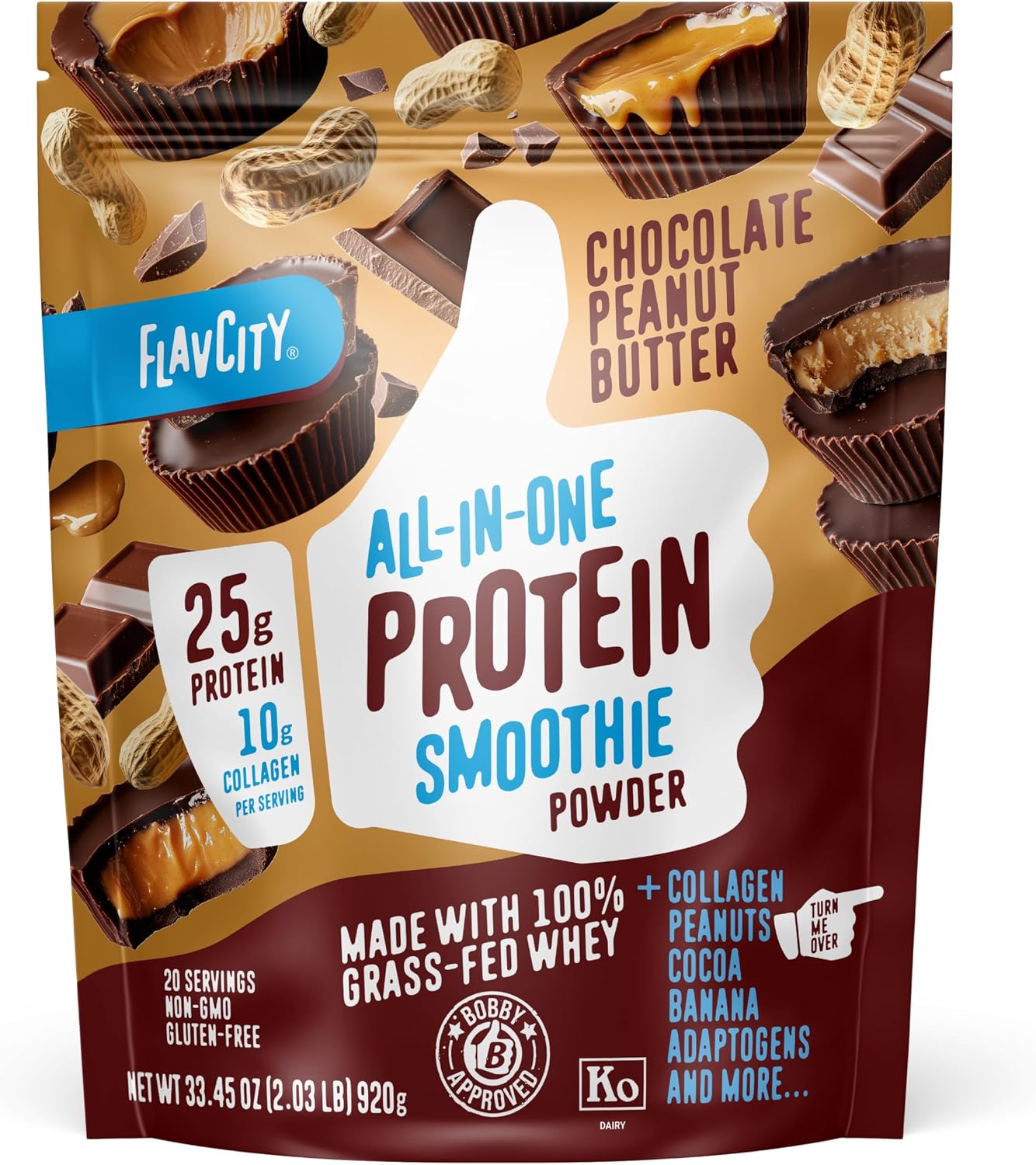 FlavCity All-in-One Protein Powder, Chocolate Peanut Butter, 20 Servings