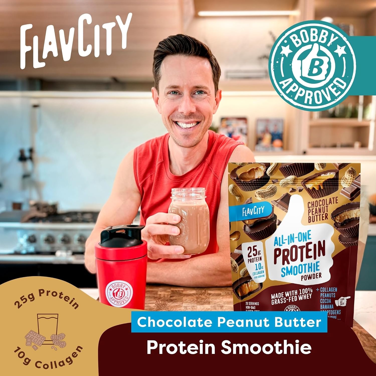 FlavCity All-in-One Protein Powder, Chocolate Peanut Butter, 20 Servings