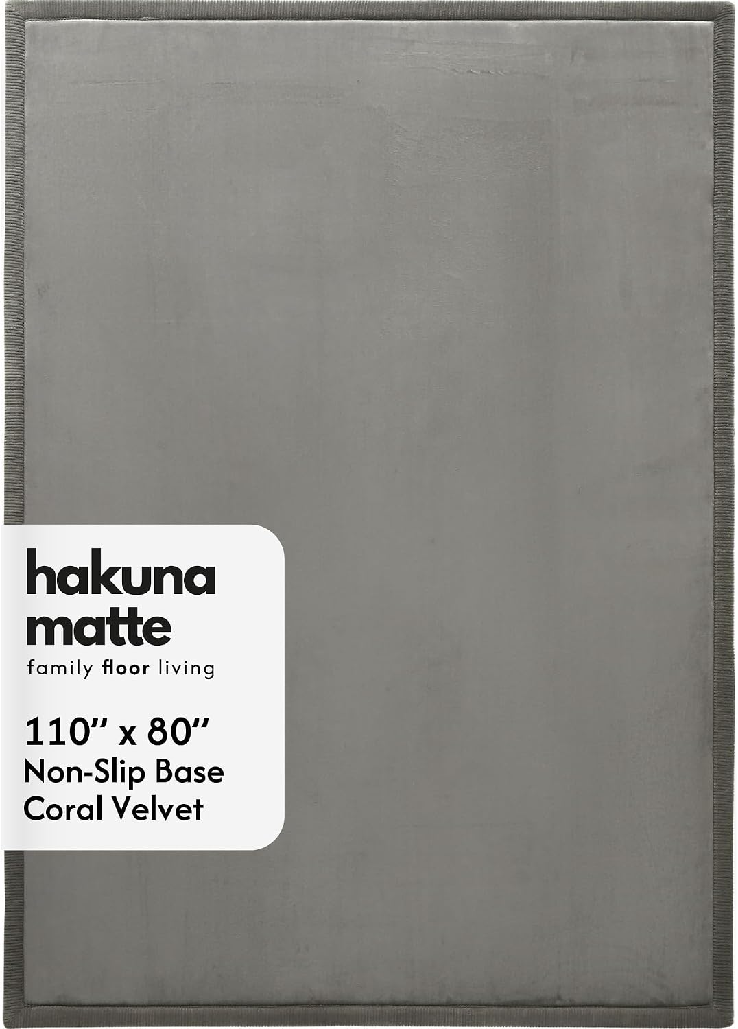 Hakuna Matte CloudSoft Baby Play Mat for Floor 80" x 110" Dark Gray – Coral Velvet Memory Foam Rug for Crawling & Cozy Play – Non-Slip, Water-Resistant, Easy-Care Tummy Time Mat, Playmat for Playpen