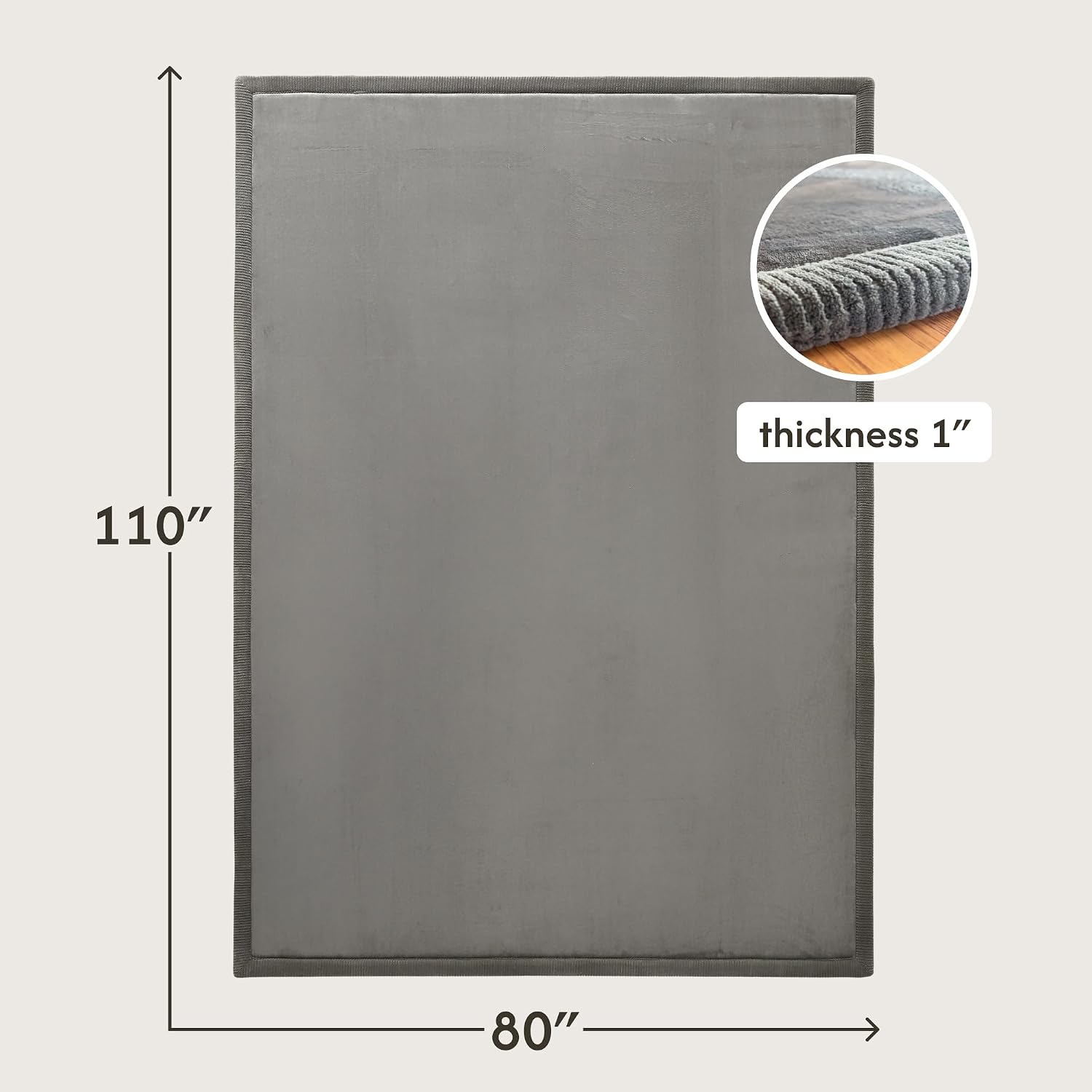 Hakuna Matte CloudSoft Baby Play Mat for Floor 80" x 110" Dark Gray – Coral Velvet Memory Foam Rug for Crawling & Cozy Play – Non-Slip, Water-Resistant, Easy-Care Tummy Time Mat, Playmat for Playpen