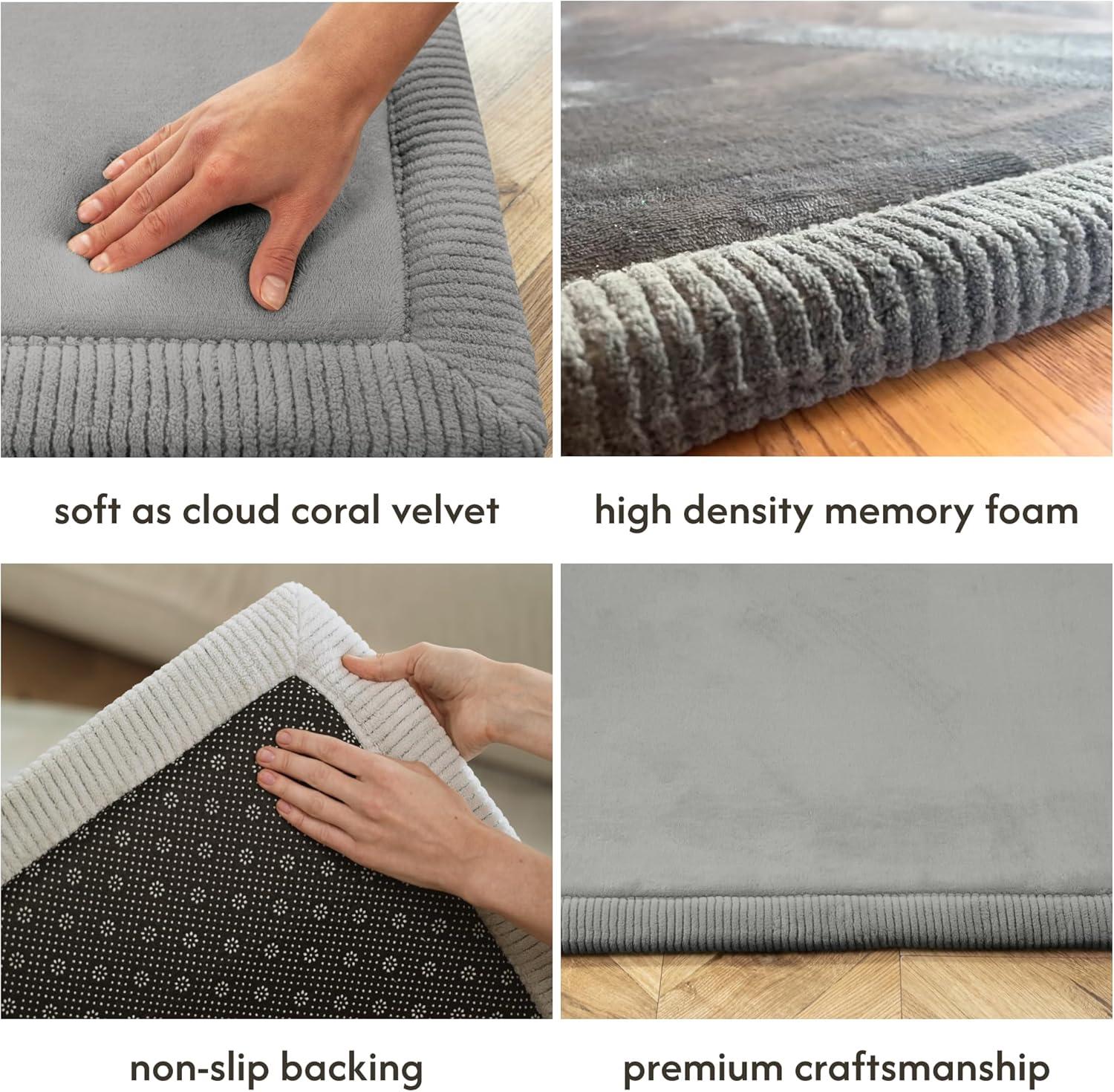 Hakuna Matte CloudSoft Baby Play Mat for Floor 80" x 110" Dark Gray – Coral Velvet Memory Foam Rug for Crawling & Cozy Play – Non-Slip, Water-Resistant, Easy-Care Tummy Time Mat, Playmat for Playpen
