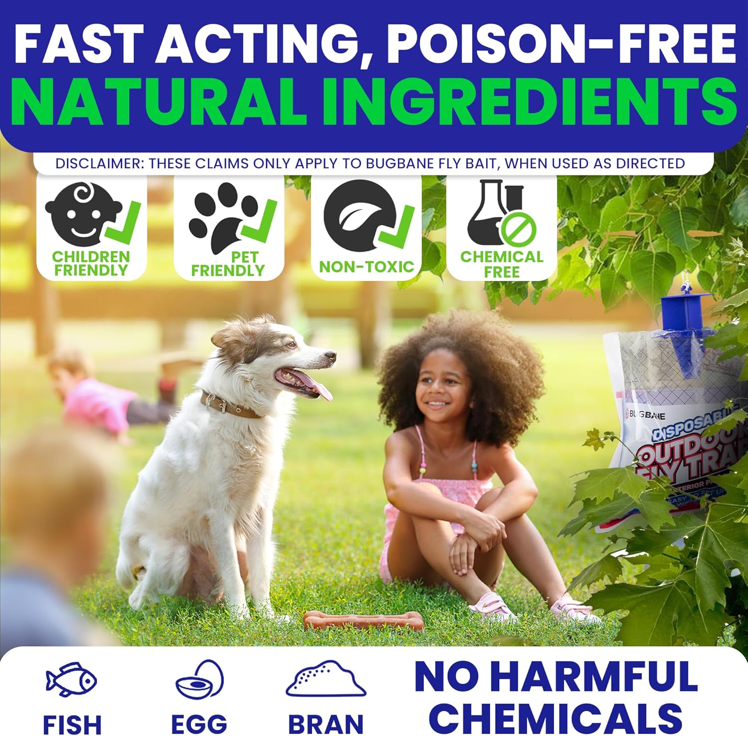 Fly Traps Outdoor Fly Trap for Patio. 12 Non-Toxic Pre-Baited Flies Bags Outdoor Disposable. Hanging Bug Catchers for All Filth Flies Killer for Outside Bug Control in Yard Horse Ranch Trash Can