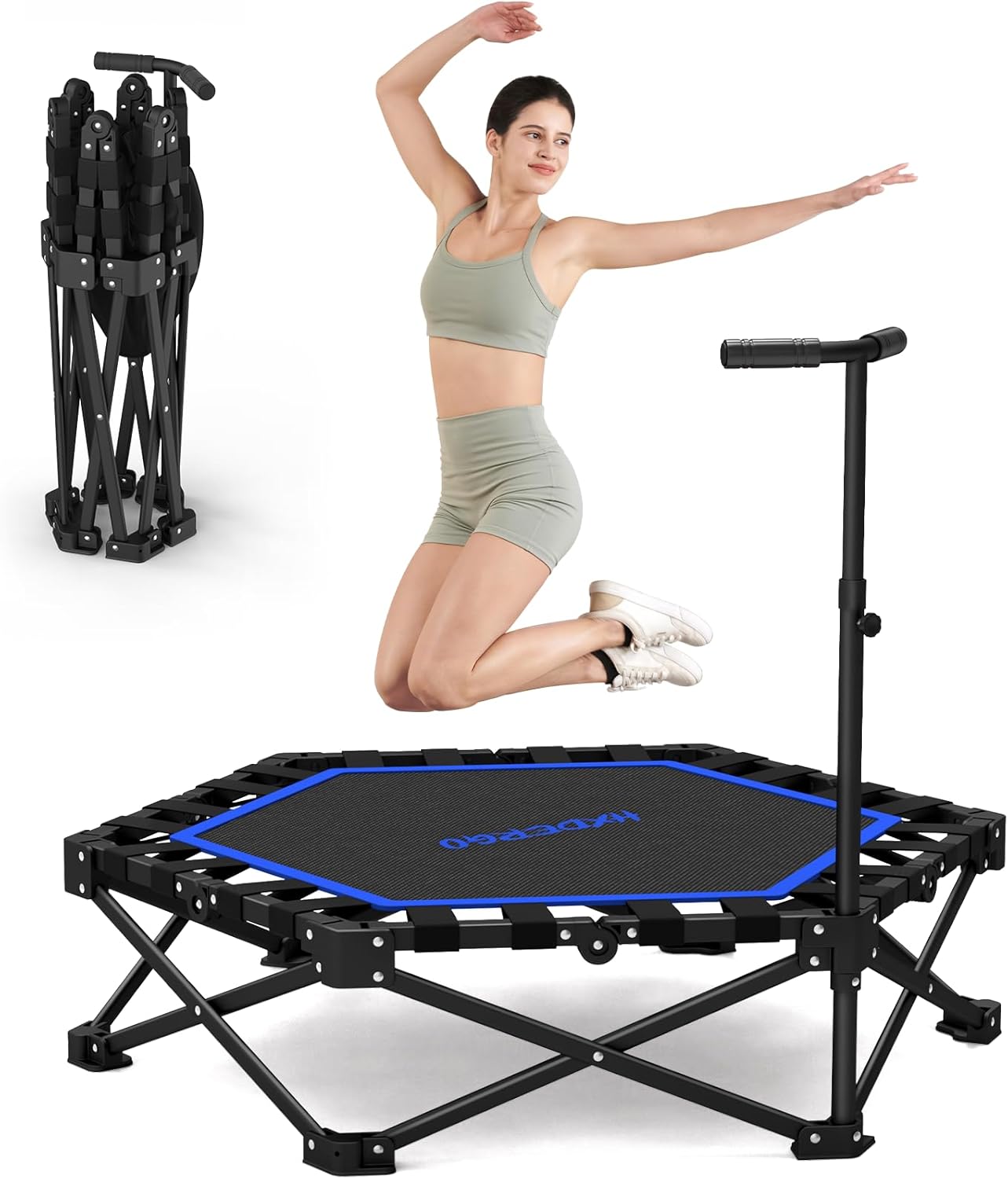 HXD-ERGO Rebounder Trampoline for Adults with Handle, 42''