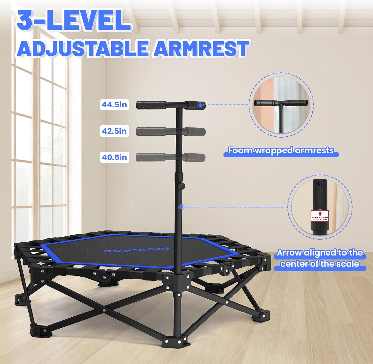 HXD-ERGO Rebounder Trampoline for Adults with Handle, 42''