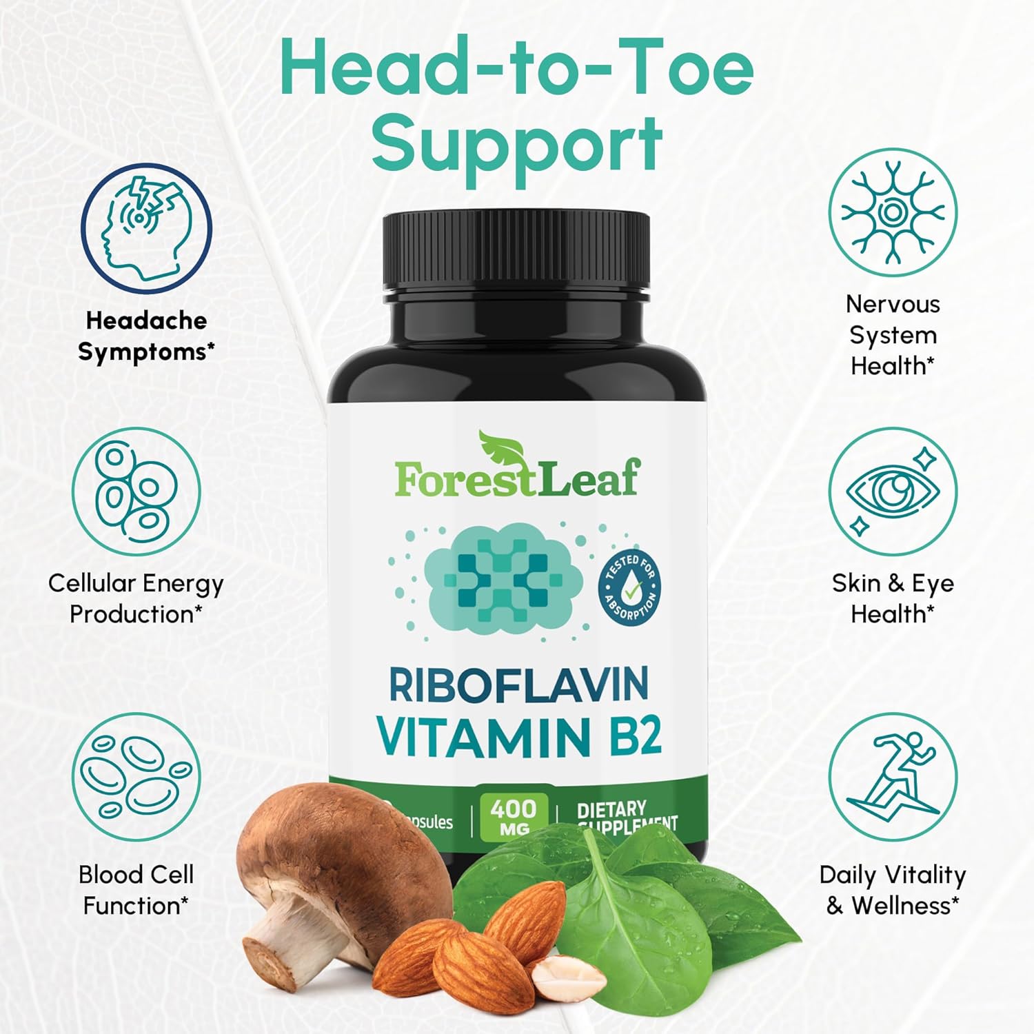 ForestLeaf Vitamin B2 Riboflavin 400mg