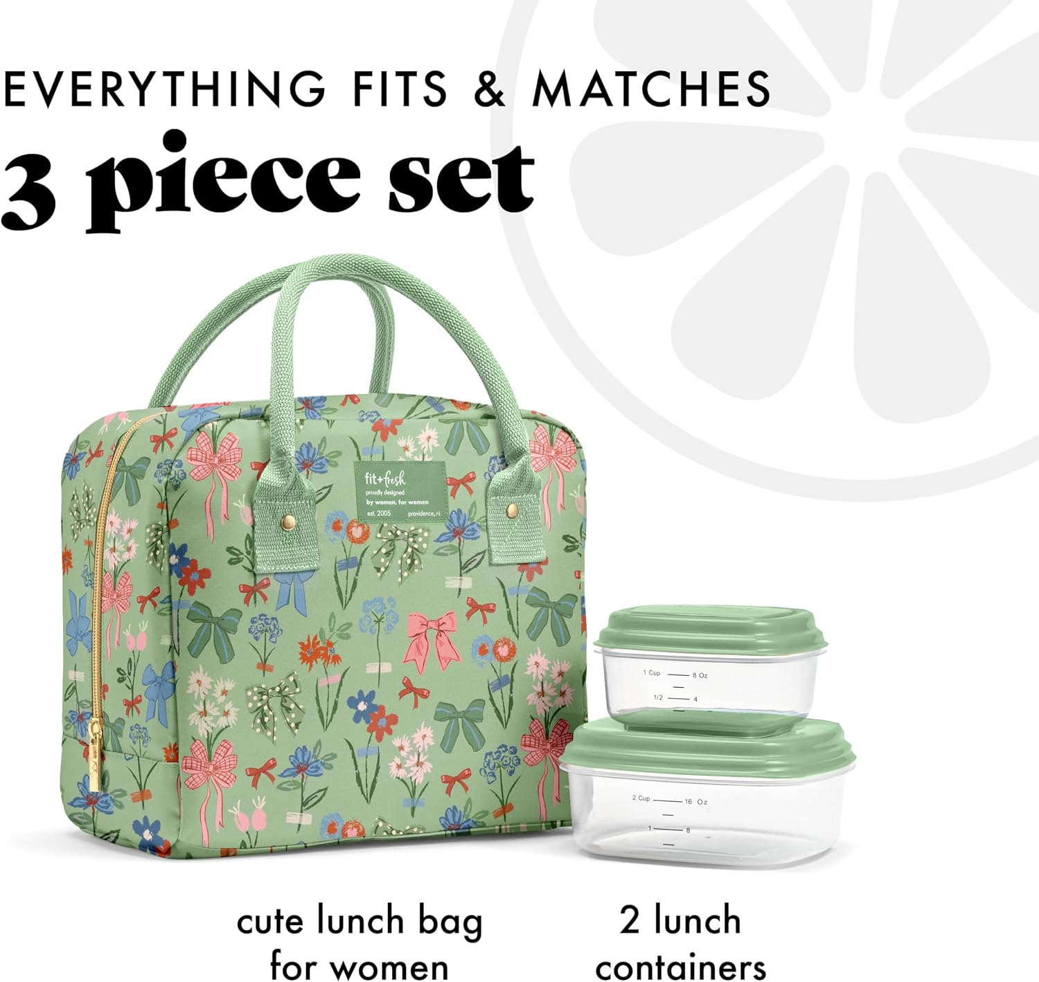 Fit & Fresh Bloomington Insulated Lunch Bag for Women w/ Containers