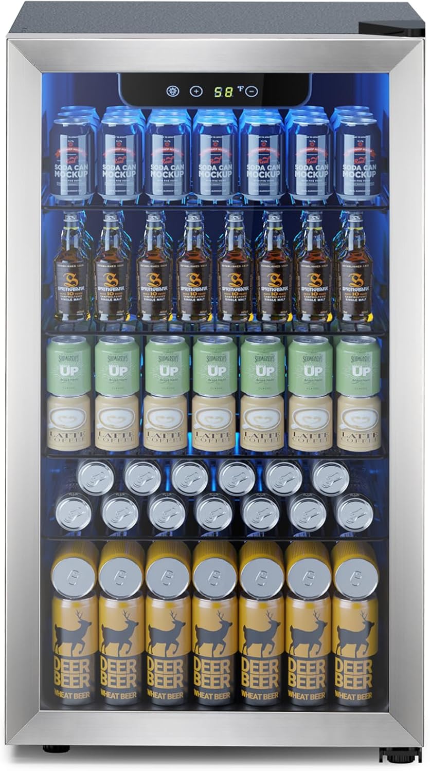 Electactic Mini Fridge 130 Can Beverage Refrigerator Cooler 3.2 Cu.Ft Drink Fridge forSoda Wine Beer Digital Temperature Control Cooler for Home Dorm Bar