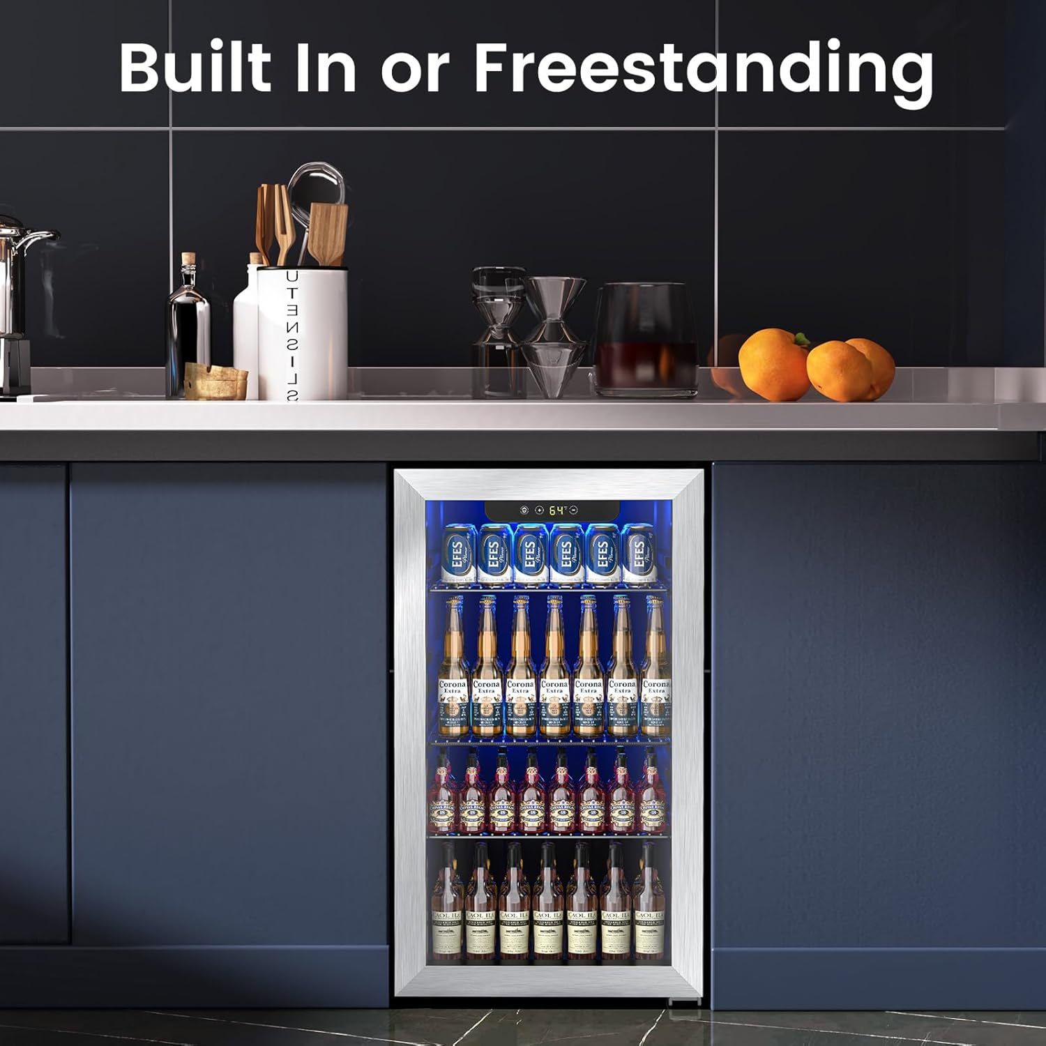 Electactic Mini Fridge 130 Can Beverage Refrigerator Cooler 3.2 Cu.Ft Drink Fridge forSoda Wine Beer Digital Temperature Control Cooler for Home Dorm Bar