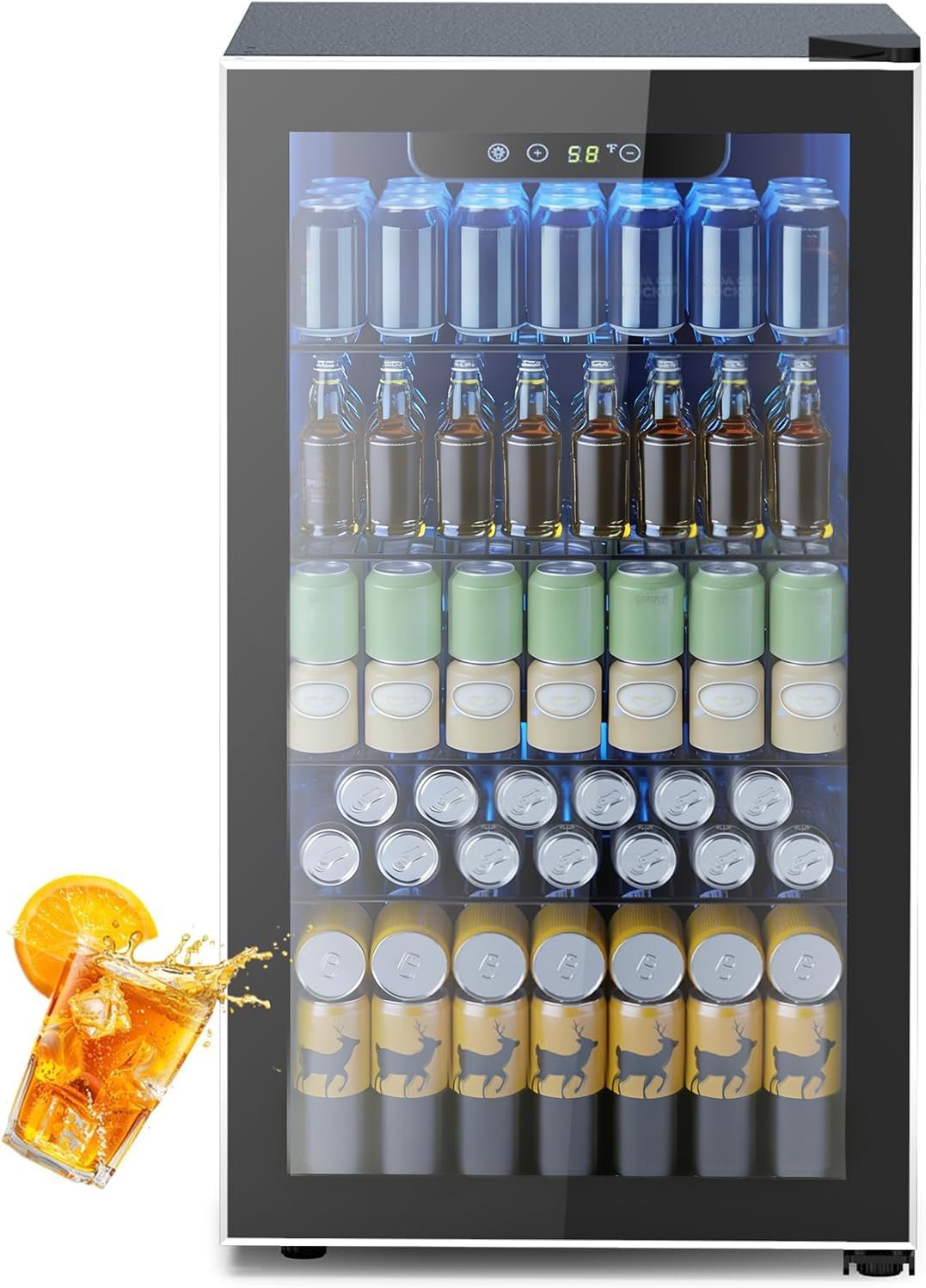 Electactic Mini Fridge 130 Can Beverage Refrigerator Cooler 3.1 Cu.Ft Drink Fridge for Soda Wine Beer Adjustable Temperature Control for Home Office Black