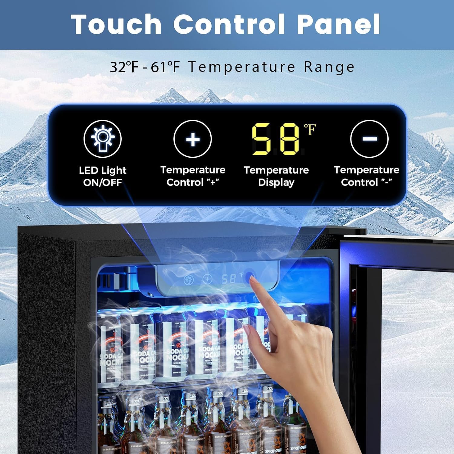 Electactic Mini Fridge 130 Can Beverage Refrigerator Cooler 3.1 Cu.Ft Drink Fridge for Soda Wine Beer Adjustable Temperature Control for Home Office Black