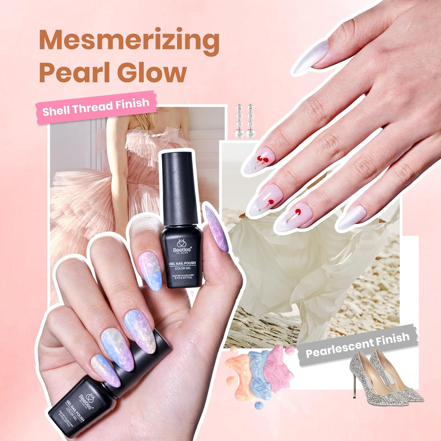 Beetles Gel Nail Polish Set 119 PCS 100 Colors Summer Gel Polish Kit with Cat Eye Jelly Glitter & Pearl Nail Gel 5Pcs Base Top Coat Soak Off UV LED Gel Polish for Home Manicure Nail Art