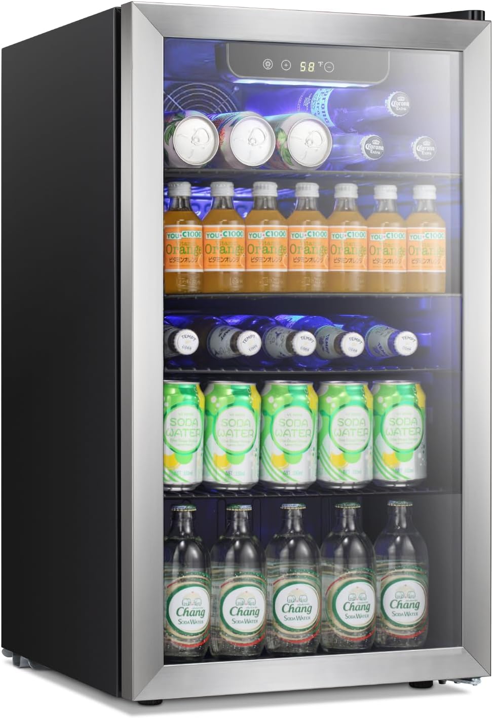 Antarctic Star Beverage Refrigerator Cooler -120 Can Glass Door Mini Fridge for Soda Cola Beer or Wine Constant Glass Door Small Drink Dispenser Clear Front for Home Bar 3.2cu.ft