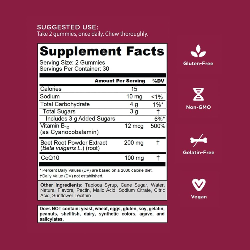 Goli Nutritional Supplement Beets Cardio Gummy - 300 Count(5 Pack of 60) - 100mg CoQ10 & Beet Root Extract - Gluten-Free Vegan Non-GMO and Gelatin-Free. Nature's Great Superfood.