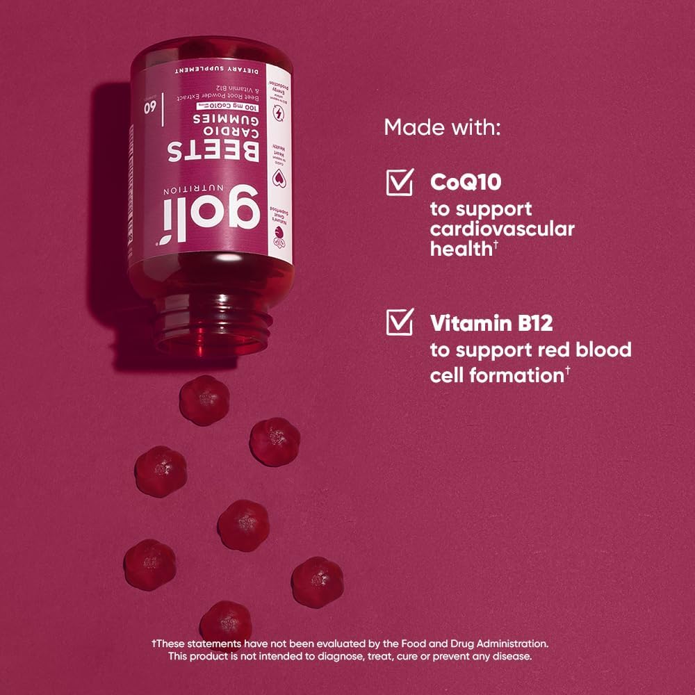 Goli Nutritional Supplement Beets Cardio Gummy - 300 Count(5 Pack of 60) - 100mg CoQ10 & Beet Root Extract - Gluten-Free Vegan Non-GMO and Gelatin-Free. Nature's Great Superfood.