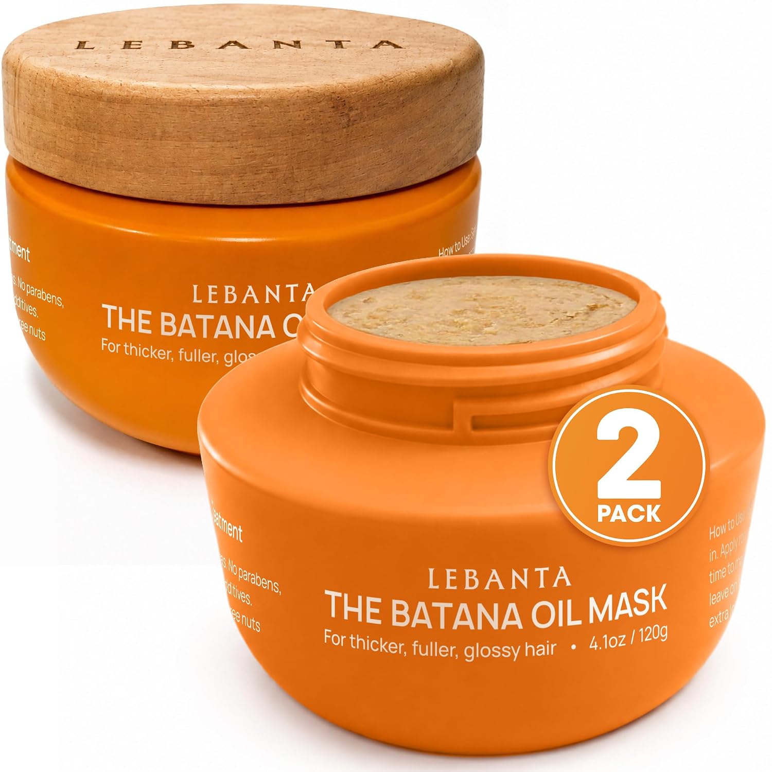 Lebanta Raw Batana Oil for Hair Growth - 100% Pure Organic 4oz Batana from Honduras for Thick and Strong Natural Hair - Dr. Sebi Unrefined Cold Pressed Cosmetic Scalp Mask for Men & Women (2 Pack)