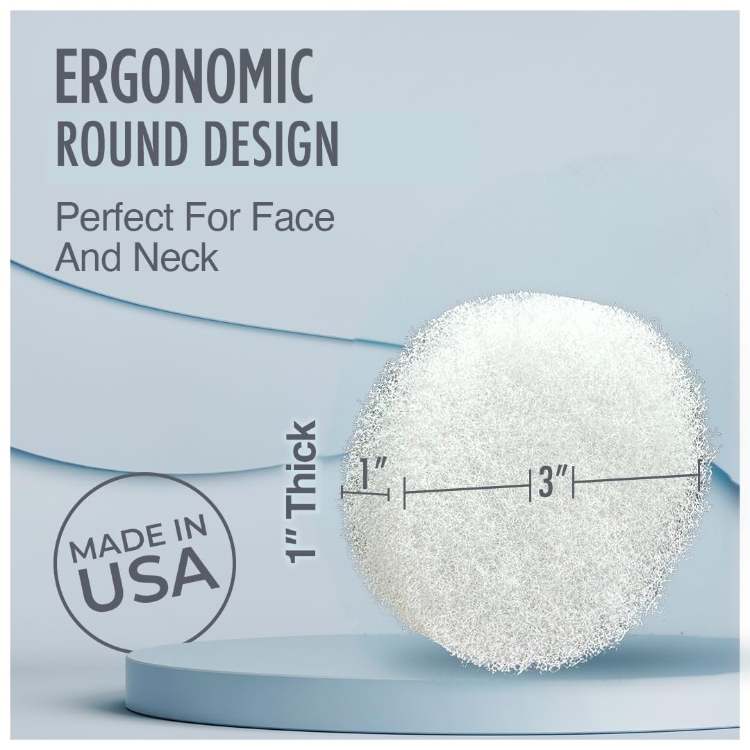HartFelt Round Face Scrubber for Women | Reusable Facial Sponges for Daily Cleansing | Facial Exfoliating Pads for Removing Dead Skin Dirt & Makeup | Use with Favorite Cream | Made in USA - 25 Count