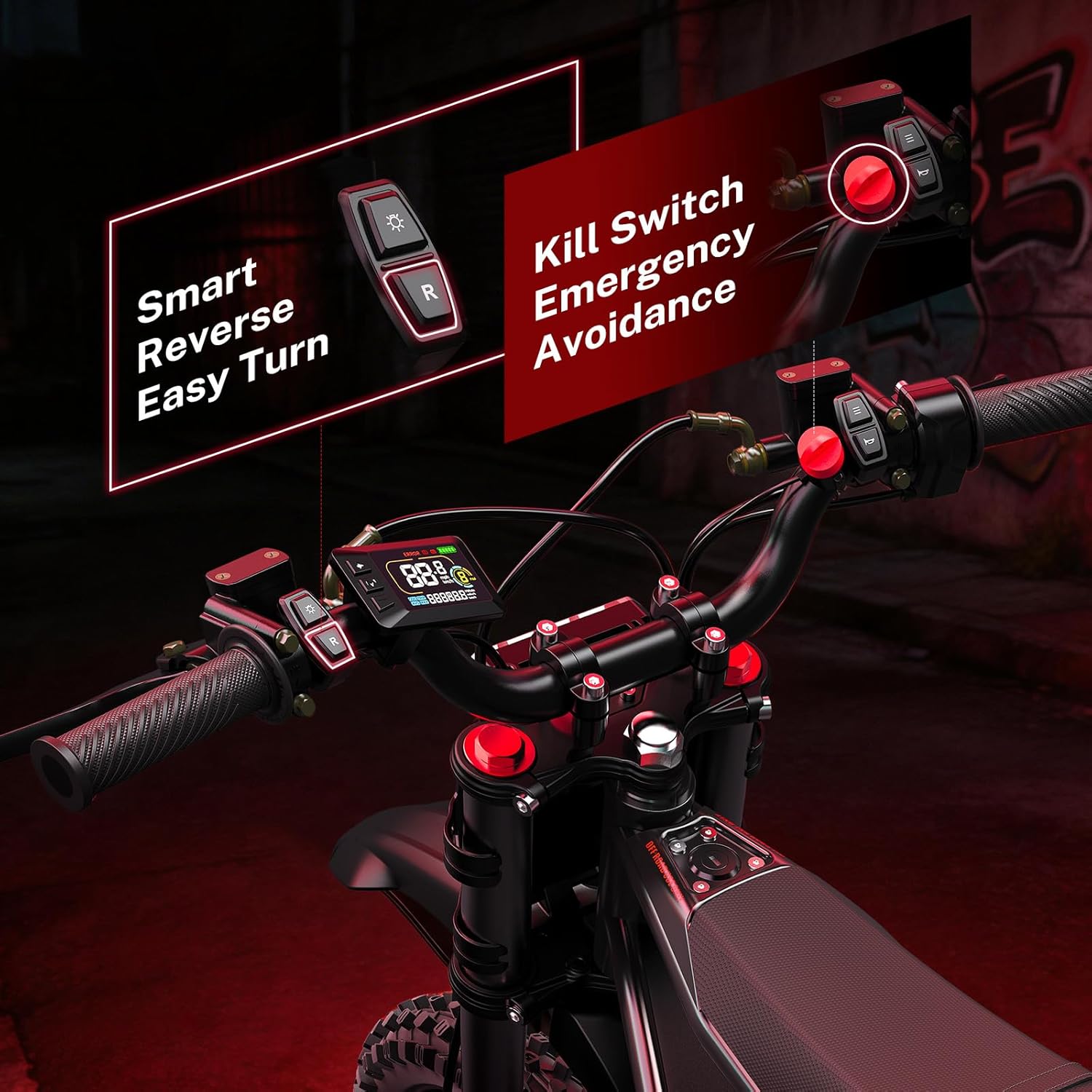 Heybike Villain Electric Dirt Bike 4160W E Dirt Bike with 52V 26AH Battery 14"/12" Fat Tire Electric Motorcycle for Teens Max 45MPH Ebike with Reversing FunctionÔºàEbony Black+"L" HelmetÔºâ