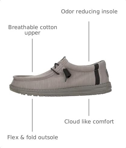 HEYDUDE Men's Wally Stretch Fleece Lava Stone Size 10 Men's Slip-on Loafers Comfortable & Light-Weight
