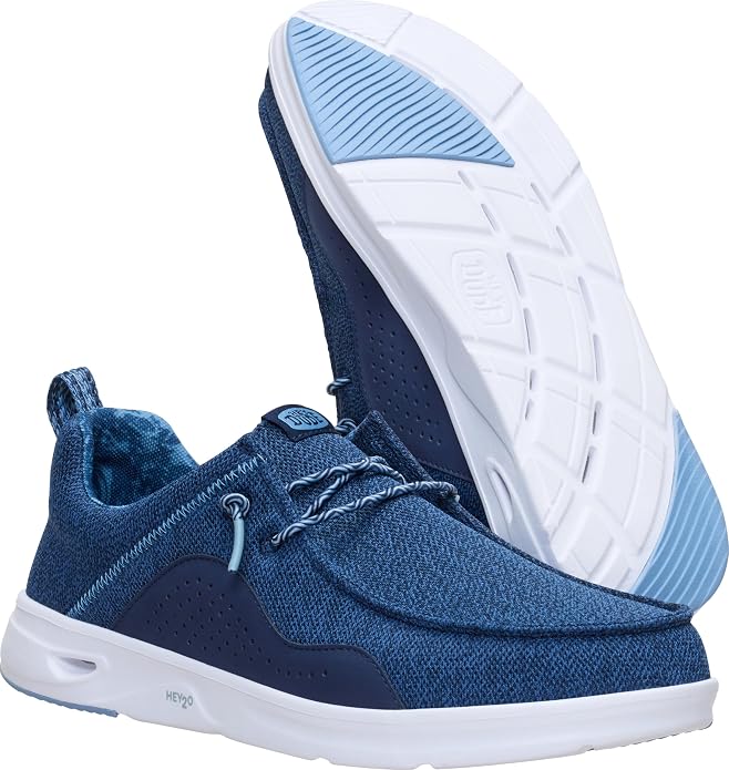 HEYDUDE Men‚Äôs Wally Hey2O Mesh Slip On Shoes Navy Blazer/White Size 14 | Lightweight Comfort for Beach Days Travel and Everyday Wear